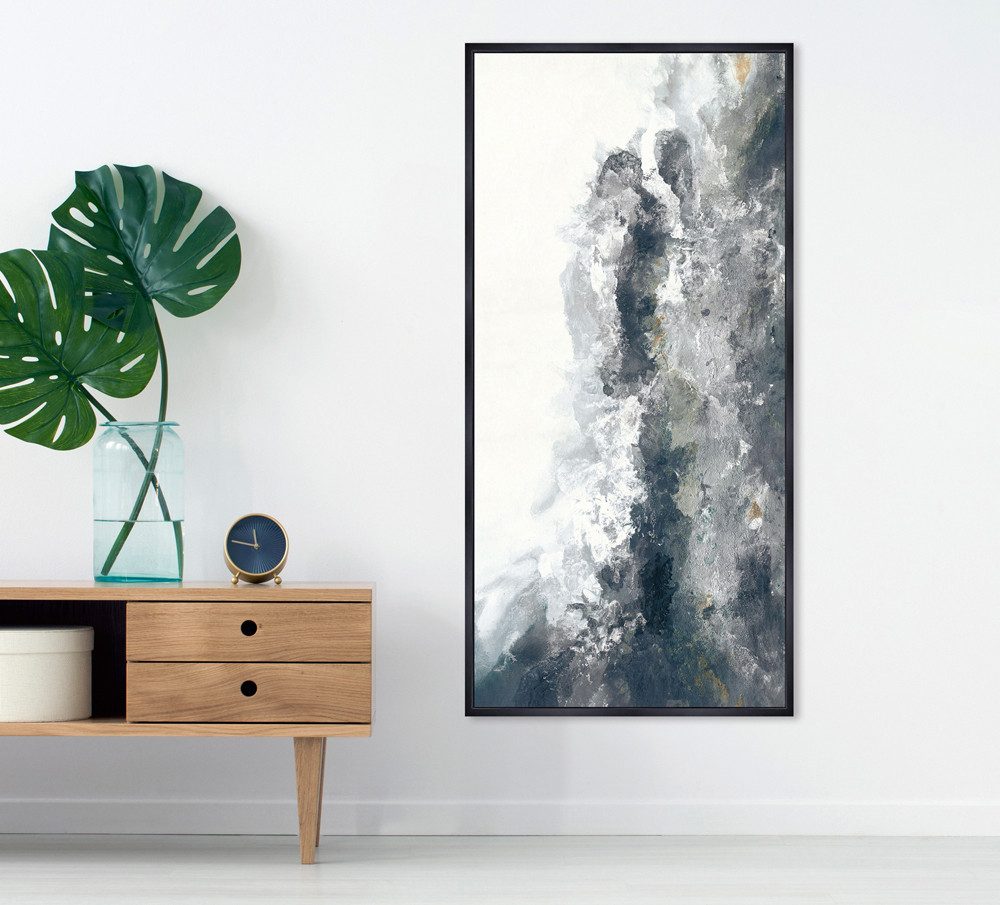 ArtUniverse Gemälde Wolkenspiel in Silbergrau 70 x 140 cm, Abstrakt