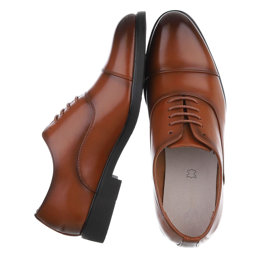 Coolwalk Herrenschnürschuh elegant mit Kappe und Schnürung Schnürschuh (91977244) Blockabsatz Business-Schuhe in Camel – Bild 2 von 5