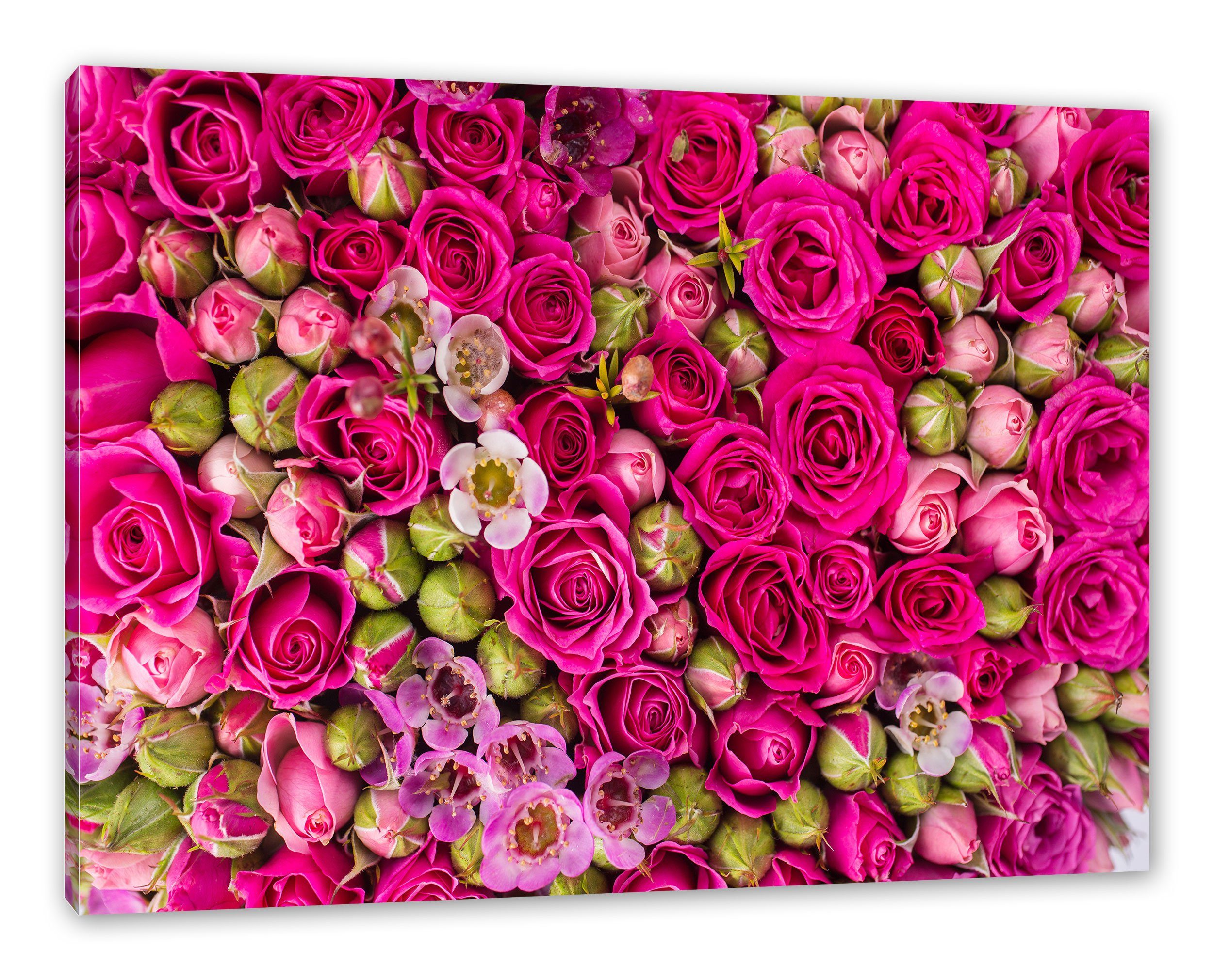 fertig Leinwandbild bespannt, St), inkl. Pixxprint Blumen Zackenaufhänger (1 Blumen, Leinwandbild