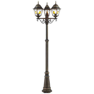 Lightbox Außen-Stehlampe, ohne Leuchtmittel, Außen Stehlampe, 220 cm Höhe, Ø 62 cm, 3 x E27, max. 60 W, Metall/Glas