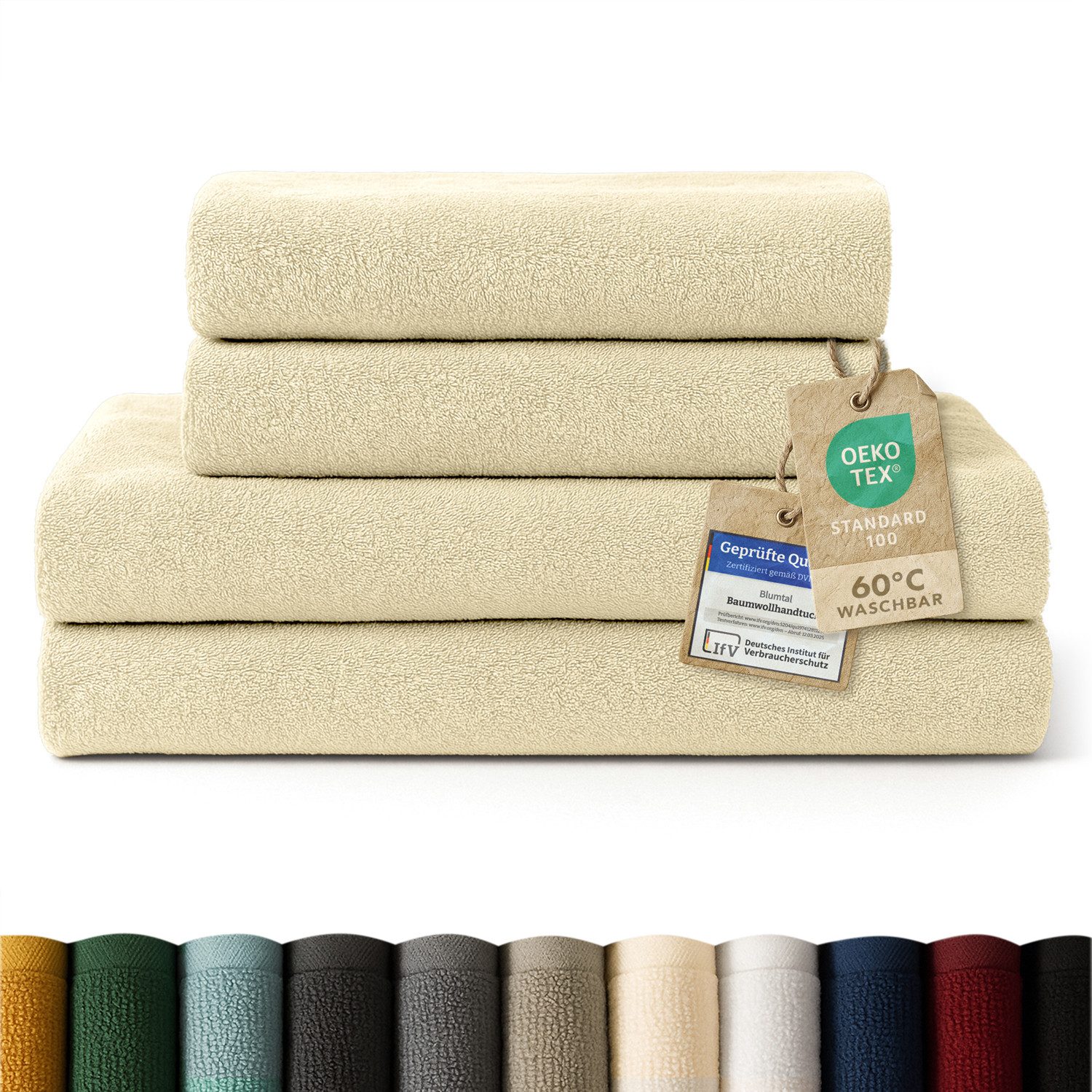 Blumtal Handtuch Set Premium 4/6-tlg. Frottier Dusch- (70x140 cm) & Handtuch (50x100 cm), Frottee (Set, 4-St), 100% Baumwolle, Oeko-TEX Zertifiziert