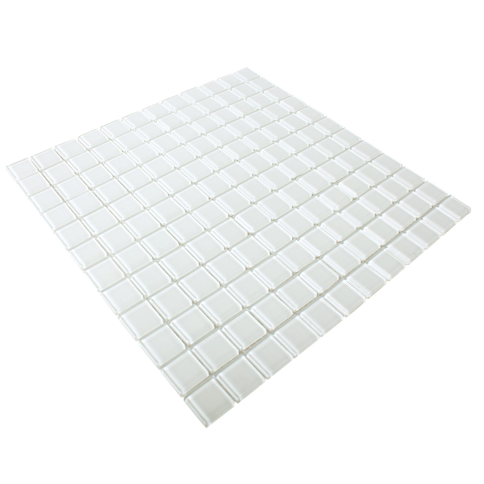 Mosafil Mosaikfliesen Glasmosaik Fliesen Florida, Glas 30.000x30.000, weiß, Verlegefertig auf ein Netz geklebt - Frostsicher - Wasserfest
