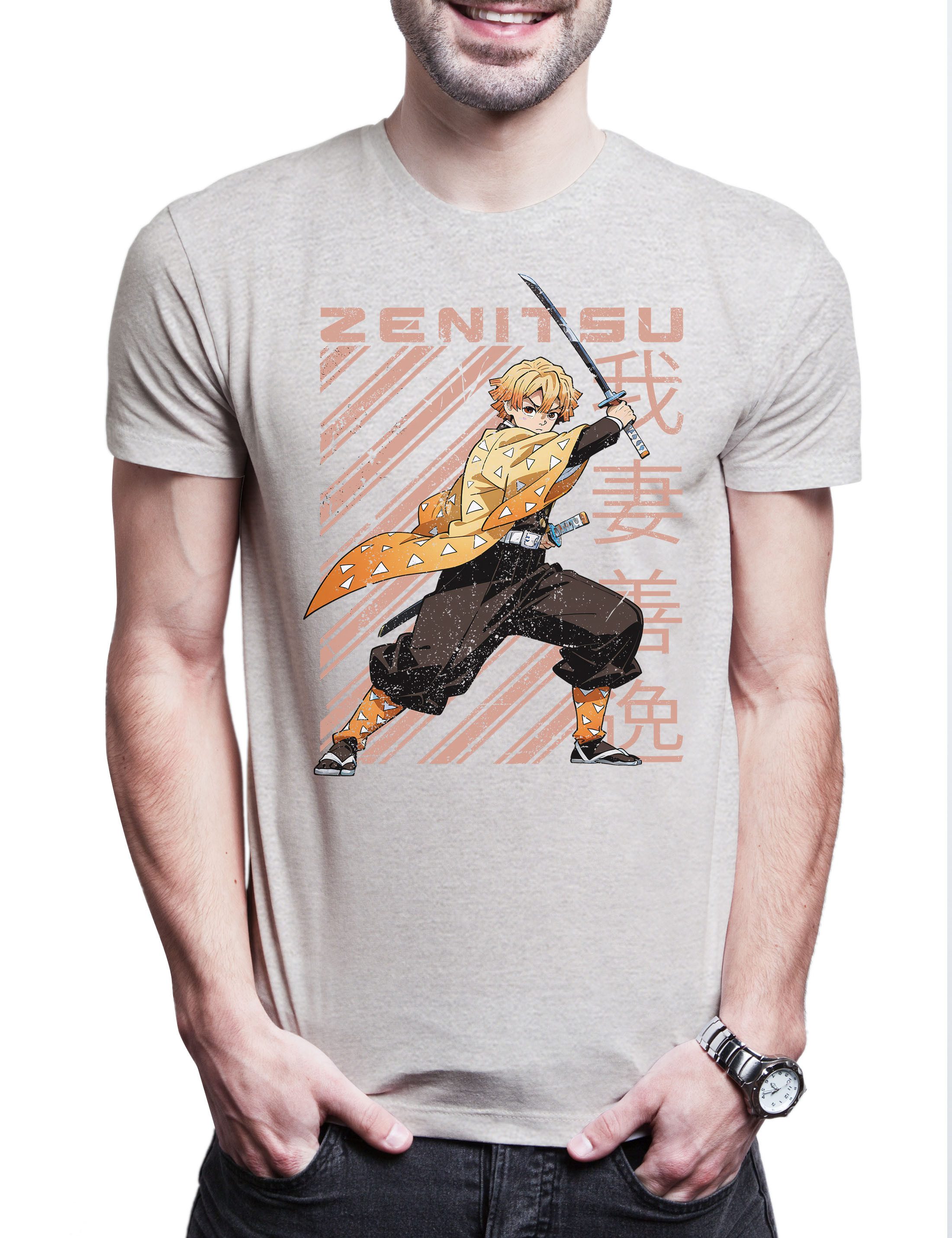 Print-Shirt Zenitsu Katana Herren T-Shirt Demon Kamado Nezuko Anime Slayer Zenitsu