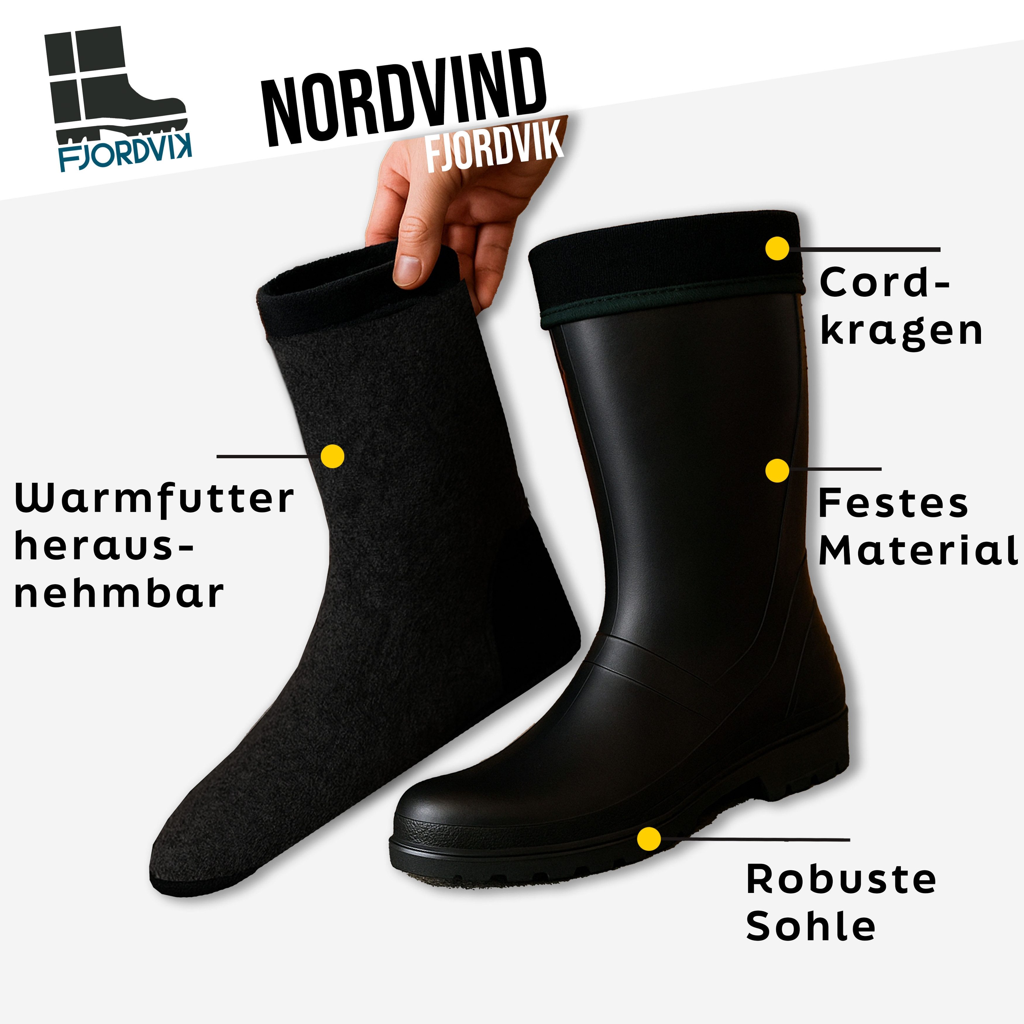 Fjordvik Wasserdichte Herren PVC-Winterstiefel mit herausnehmbarem Futter G günstig online kaufen