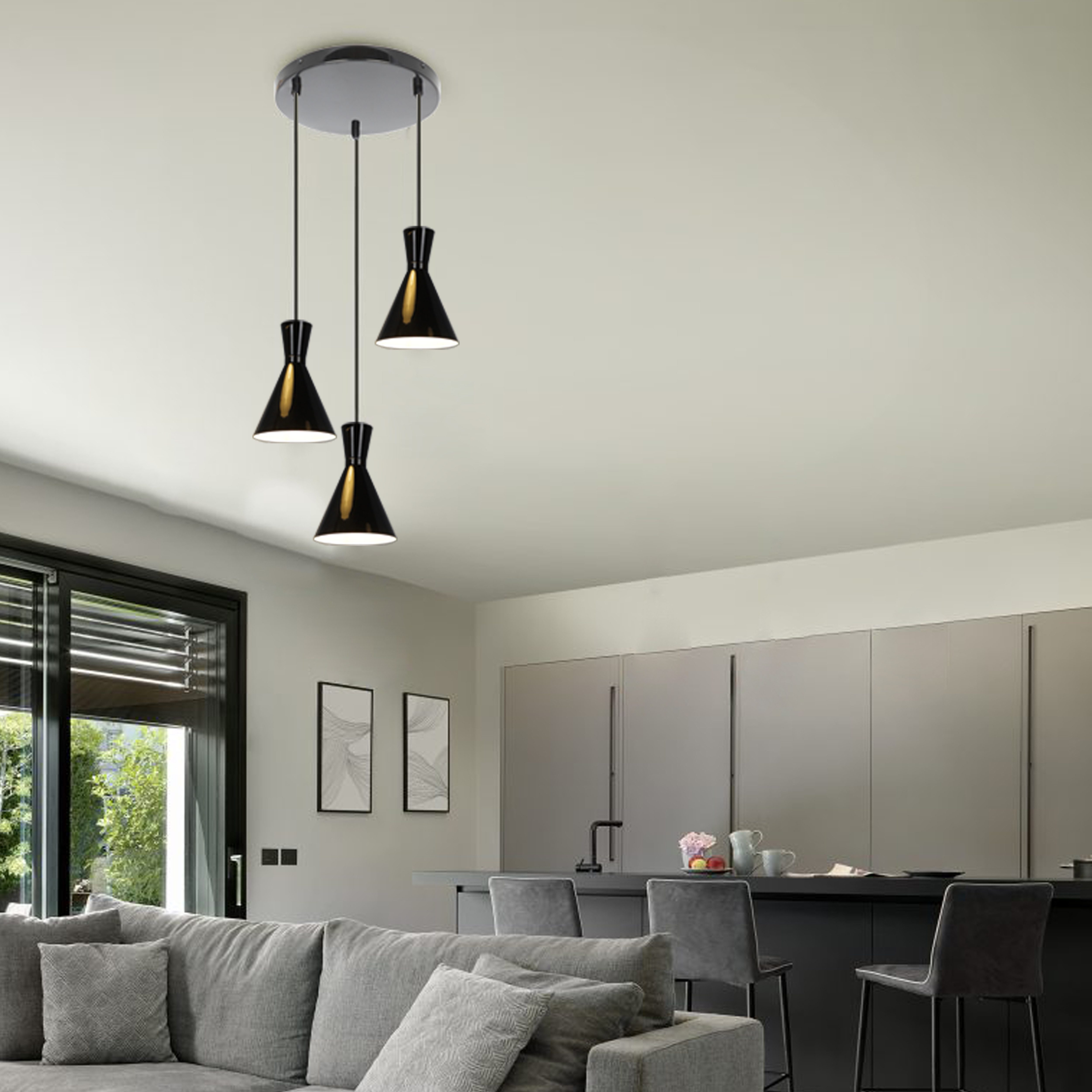 OTTO home Pendelleuchte Renell, ohne Leuchtmittel, glänzend, höhenverstellbar, industrieller Stil, Rondell, Hängelampe