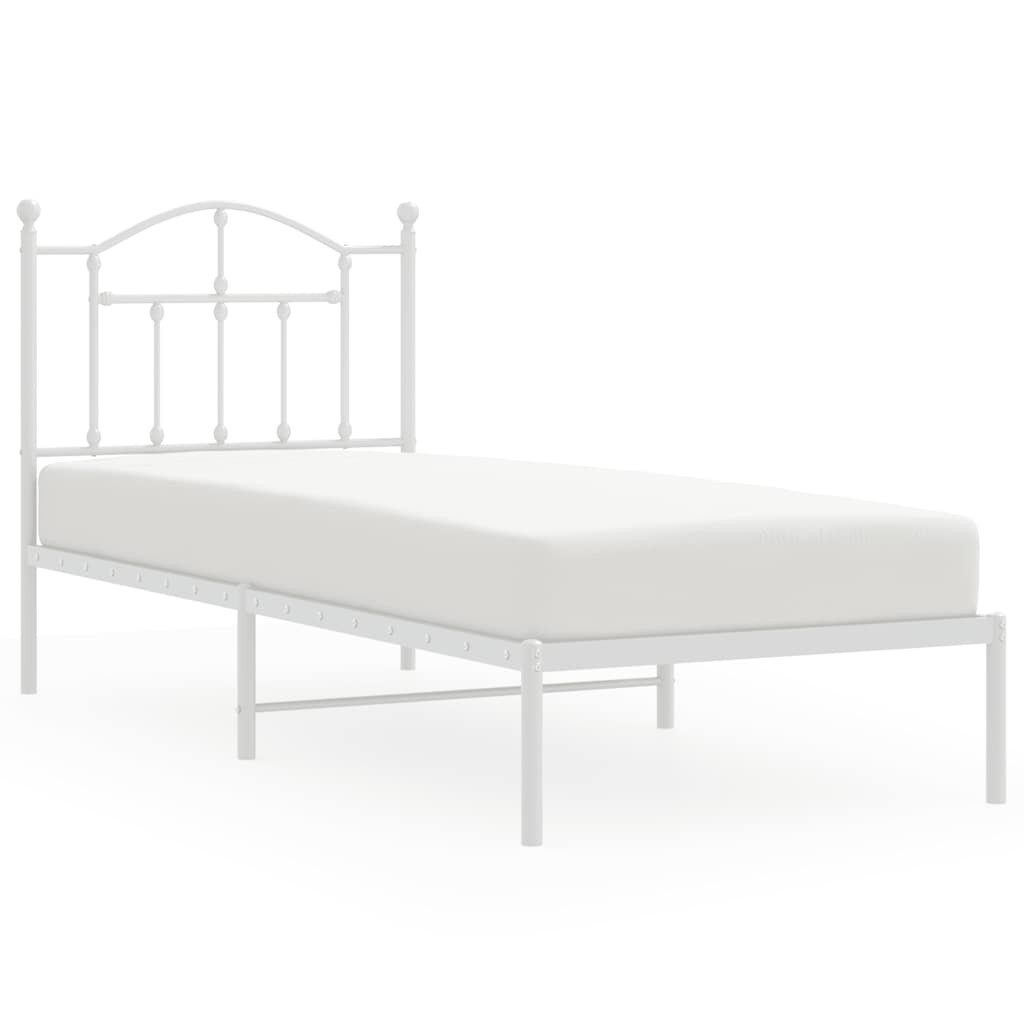 vidaXL Bett Bettgestell mit Kopfteil Metall Weiß 90x190 cm günstig online kaufen