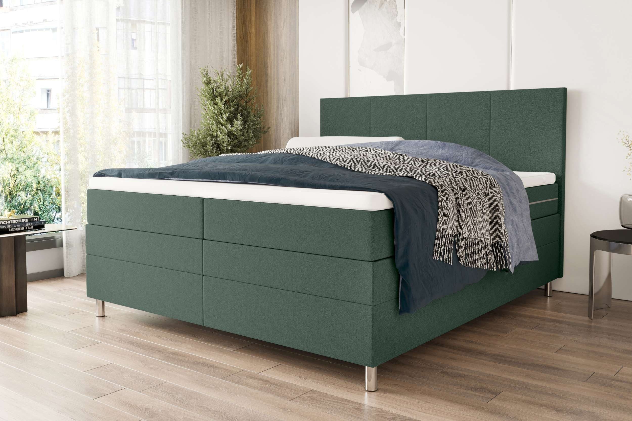 99rooms Boxspringbett Orion (Schlafzimmerbett, Bett), 140/160/180 x 200 cm, mit 2 Matratzen und Topper, Bettkasten