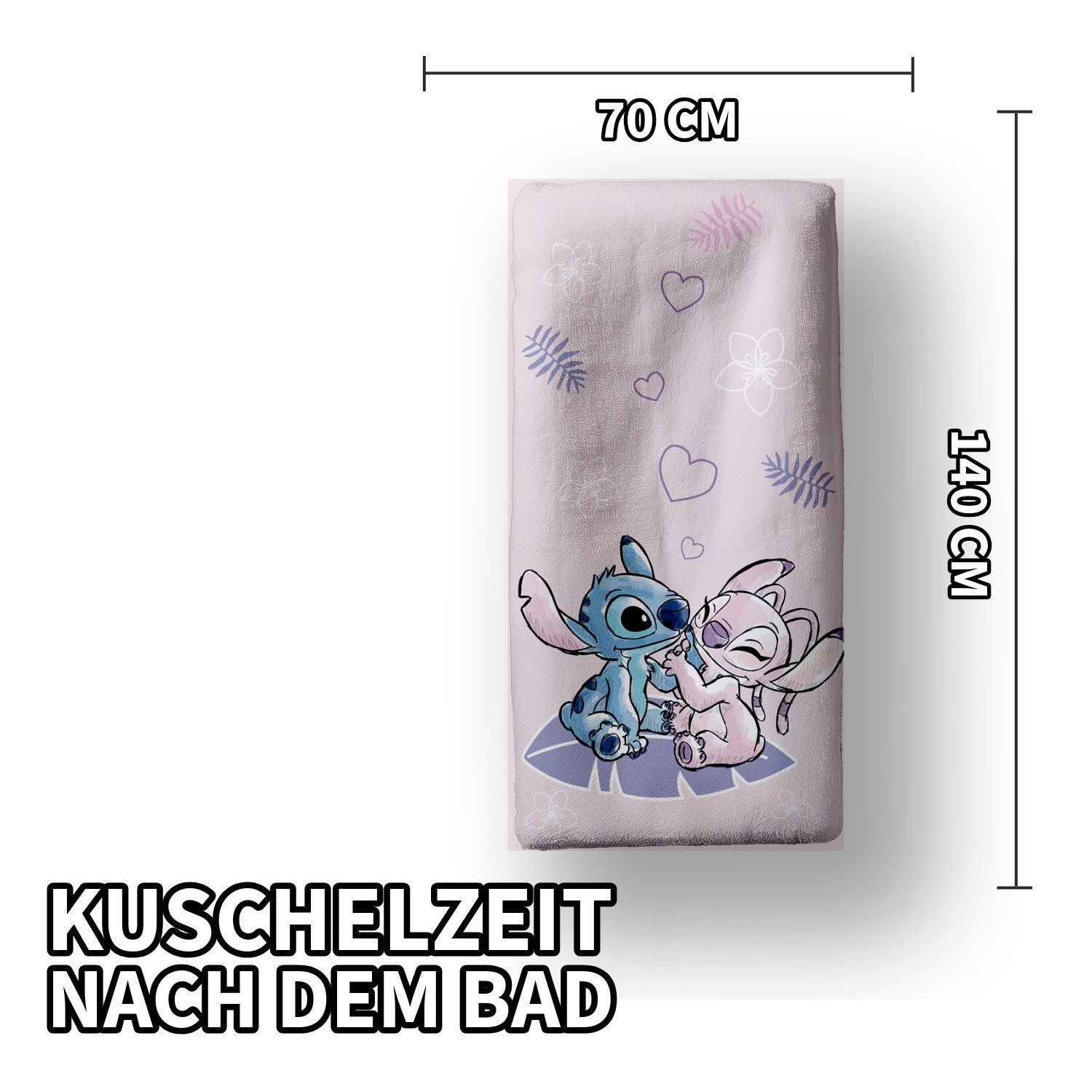 Jerry Fabrics Handtücher Disney LILO & STITCH Duschtuch Strandtuch Badetuch 70 x 140 cm, (1 Duschtuch, 1-St), Langlebig