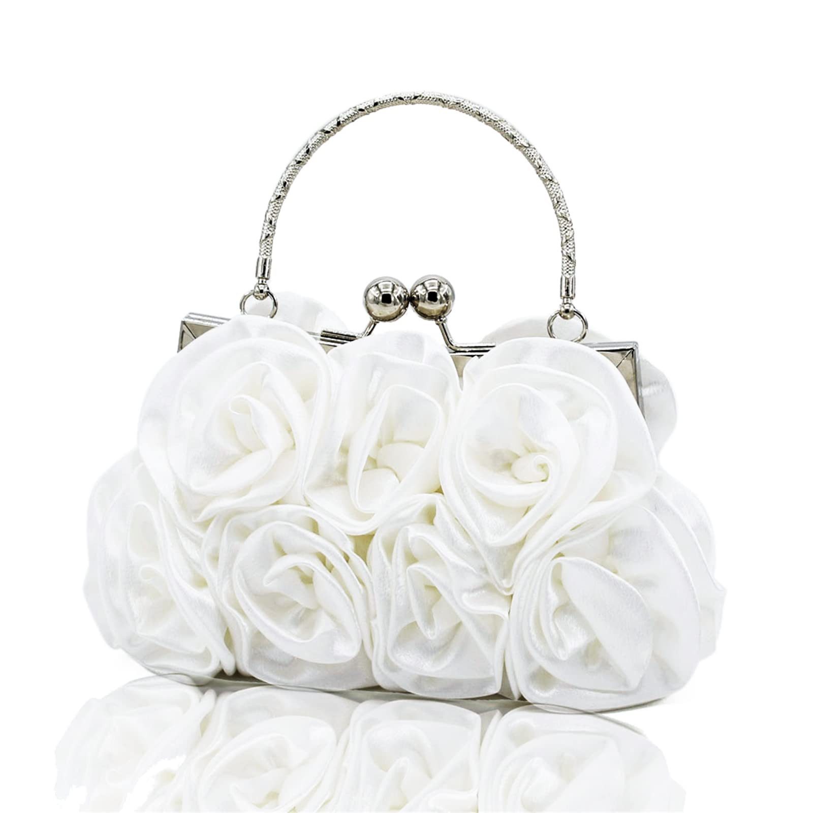 Zaewry Abendtasche Damen Abend-Clutch mit Blumenmuster aus Satin, Handtasche, mit abnehmbarem Schulterriemen für Hochzeit, Party und Abiball