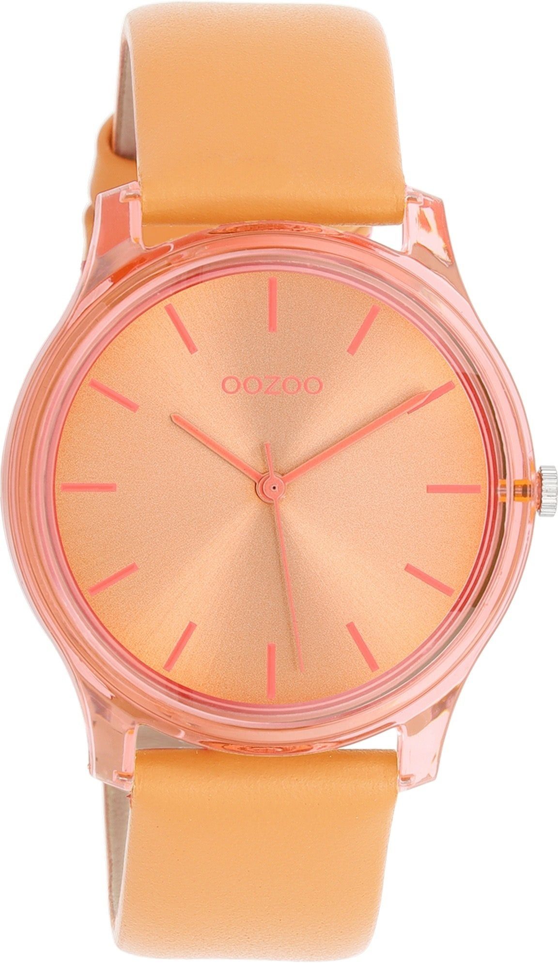 OOZOO Quarzuhr Oozoo Damen Armbanduhr Timepieces Analog, (Analoguhr), Damenuhr rund, mittel (ca. 36mm) Lederarmband, Casual-Style