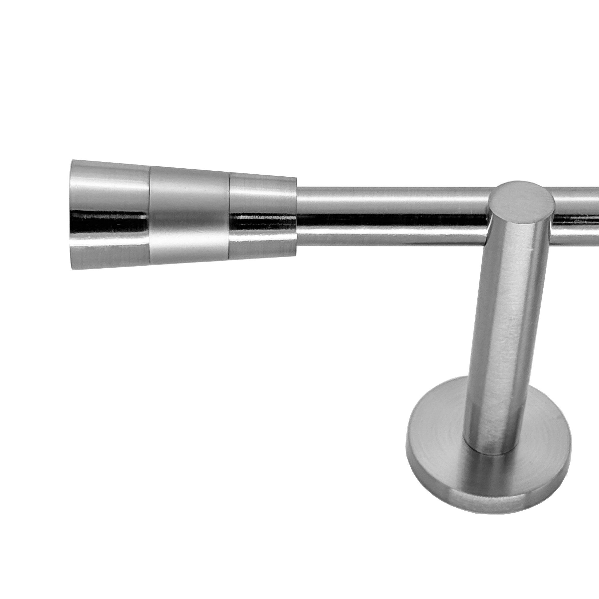 BASIT Gardinenstange Rohr Edelstahl 16 mm mit Wandträgern 600 cm E11, Ø 16 mm, 1-läufig, verschraubt, Edelstahl, H10 600 cm E11 Kegel