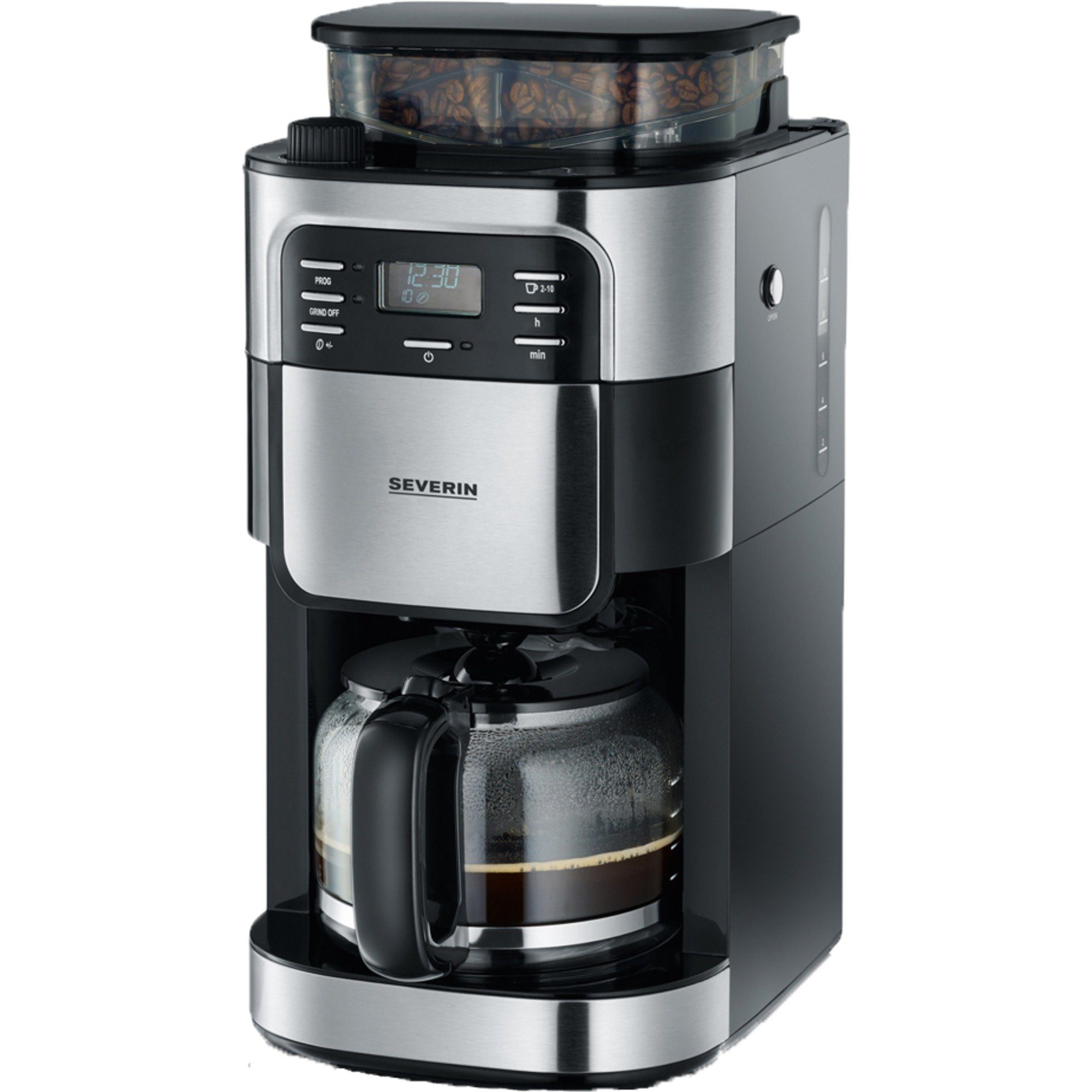 Severin Kaffeemaschine mit Mahlwerk KA 4810, mit Glaskanne, bis 10 Tassen,  1000 Watt