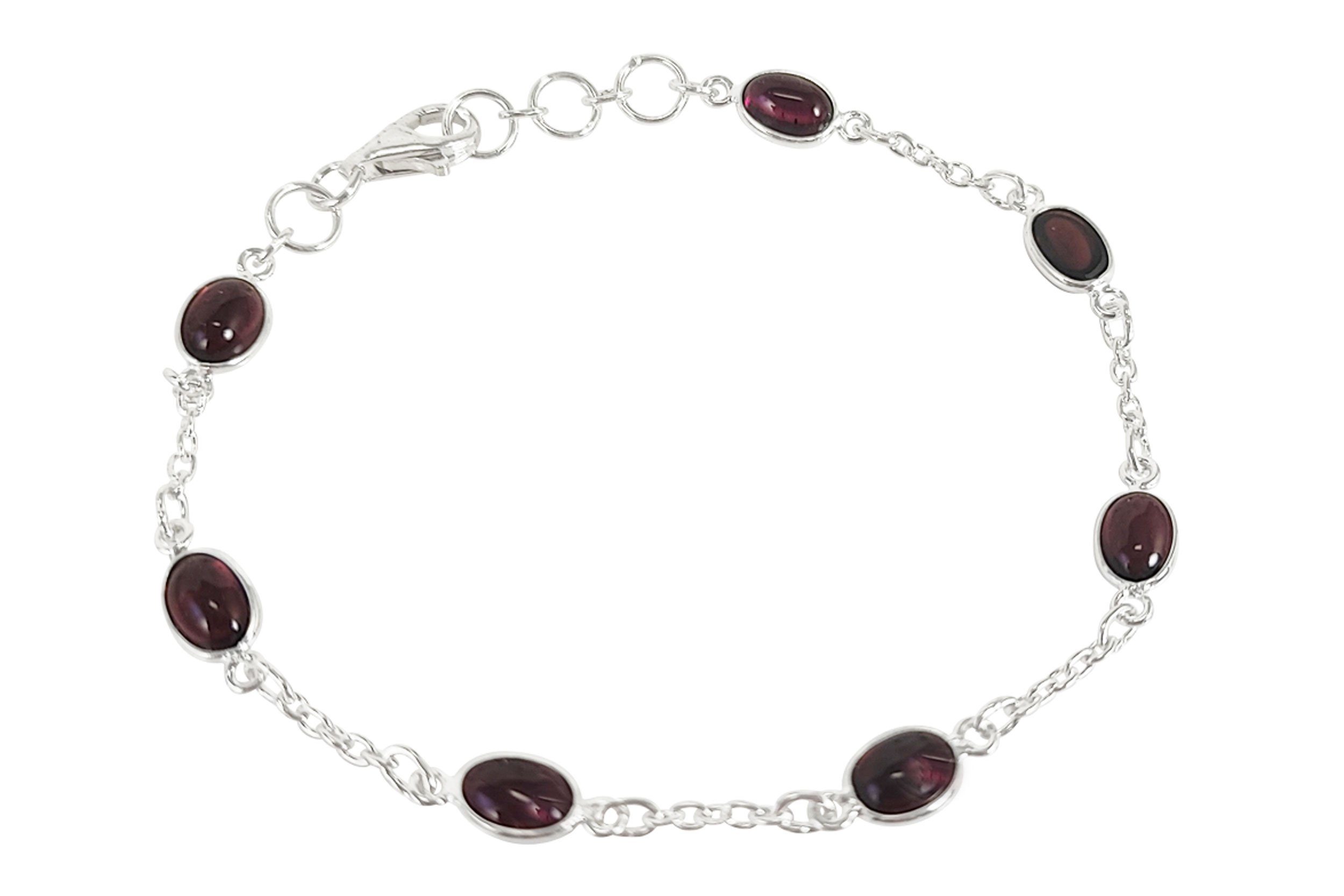 ALUNA Armband Granat Armschmuck oval Silber 925, echte Steine - leuchtend und transparent - Made in Germany- ar0109x1