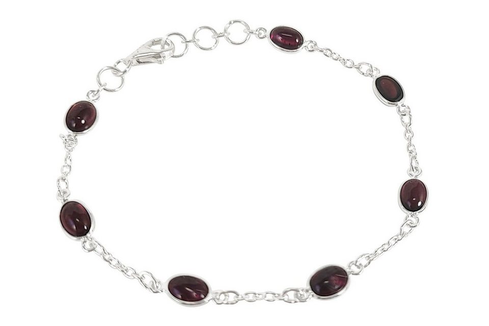 ALUNA Armband Granat Armschmuck oval Silber 925, echte Steine - leuchtend  und transparent - Made in Germany- ar0109x1