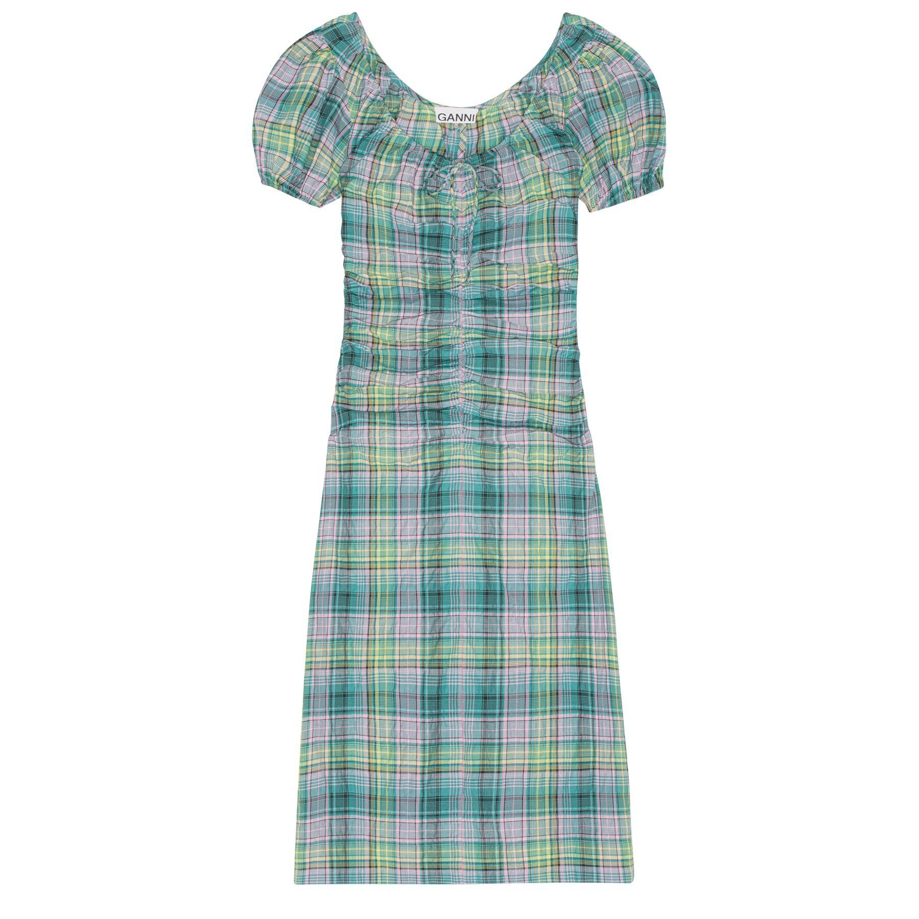 Midikleid Kleid SEERSUCKER CHECK GATHERED