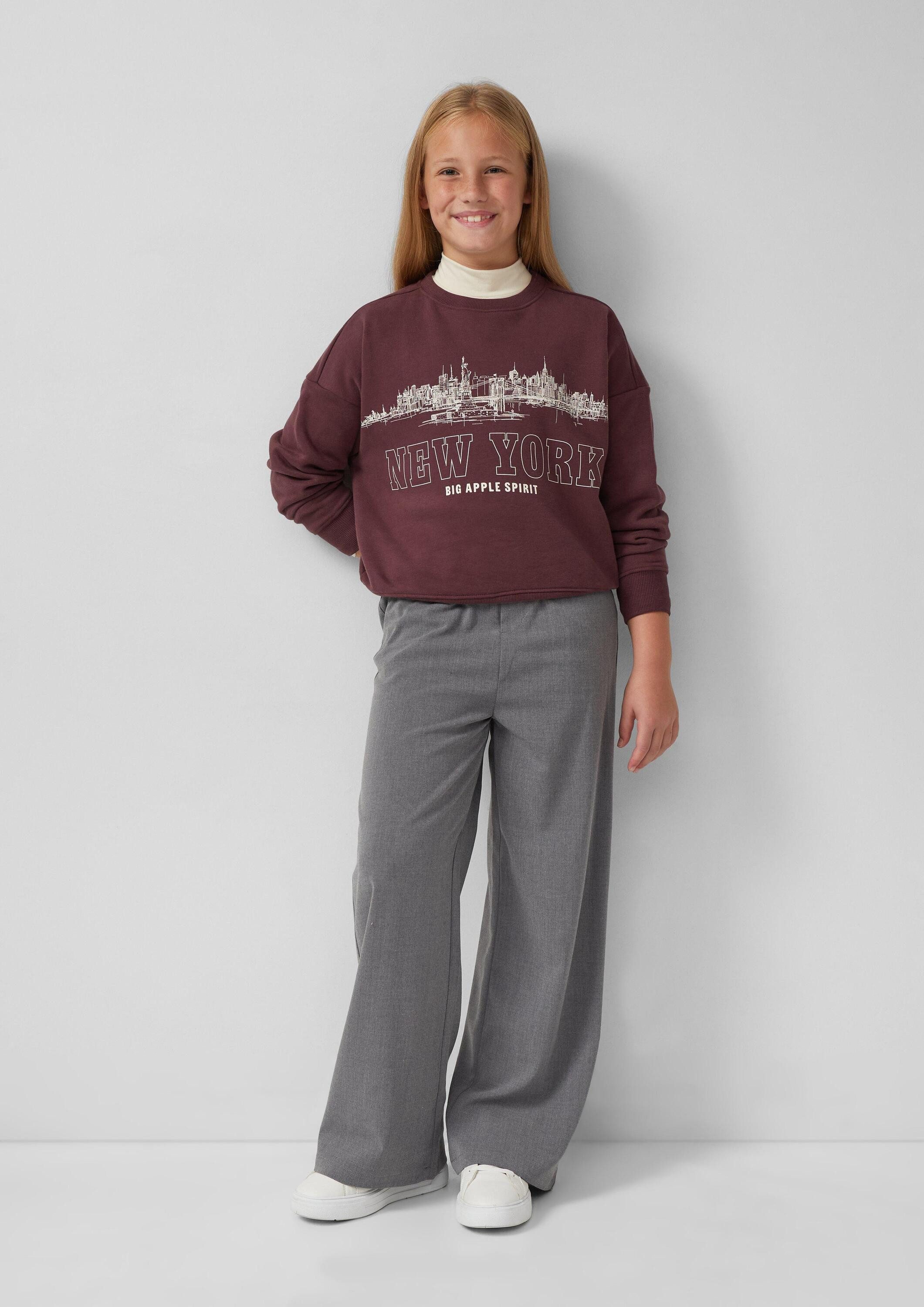 s.Oliver Sweatshirt Sweatshirt Oversize Sweatshirt mit großem Frontprint und kuscheliger Innenseite