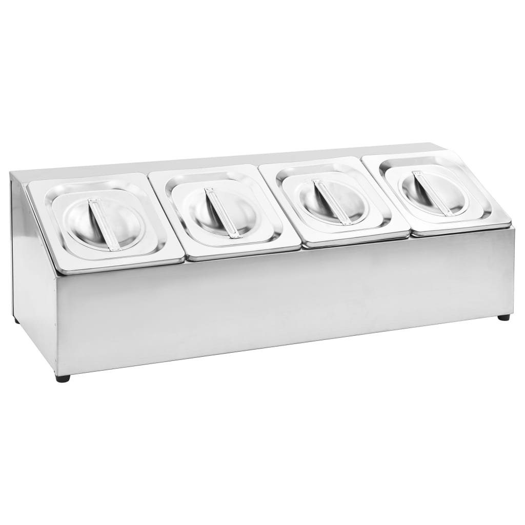 vidaXL Küchenregal Gastronorm-Ständer mit 4 GN 1/6 Behältern Edelstahl