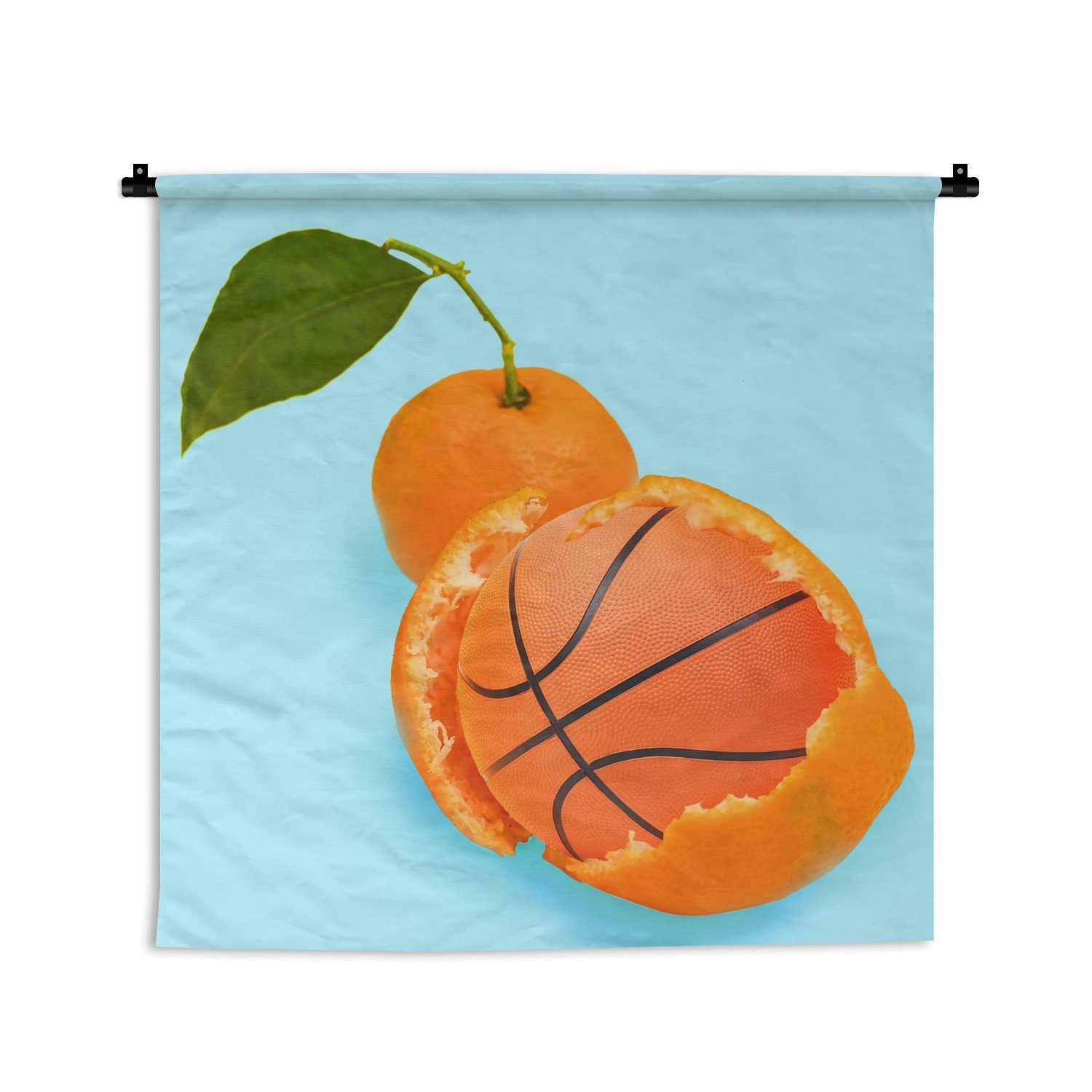 MuchoWow Wanddekoobjekt Basketball - Orange - Obst - Orange - Blatt, Wanddeko für Wohnzimmer, Schlafzimmer, Kleid, Wandbehang, Kinderzimmer