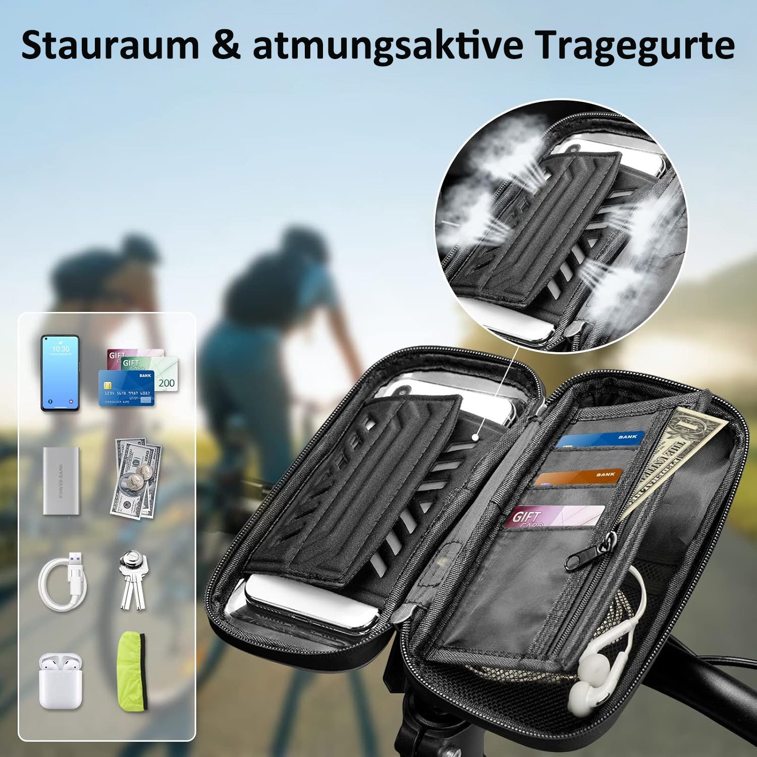 MOPUEA Smartphone-Halterung Optimierte wasserdichte Fahrrad Handyhalterung Lenkertasche Bis 7 Zoll, (bis 7 Zoll, 1-tlg., 360° Drehbare Fahrradhalterung Fahrradl – Bild 3 von 5