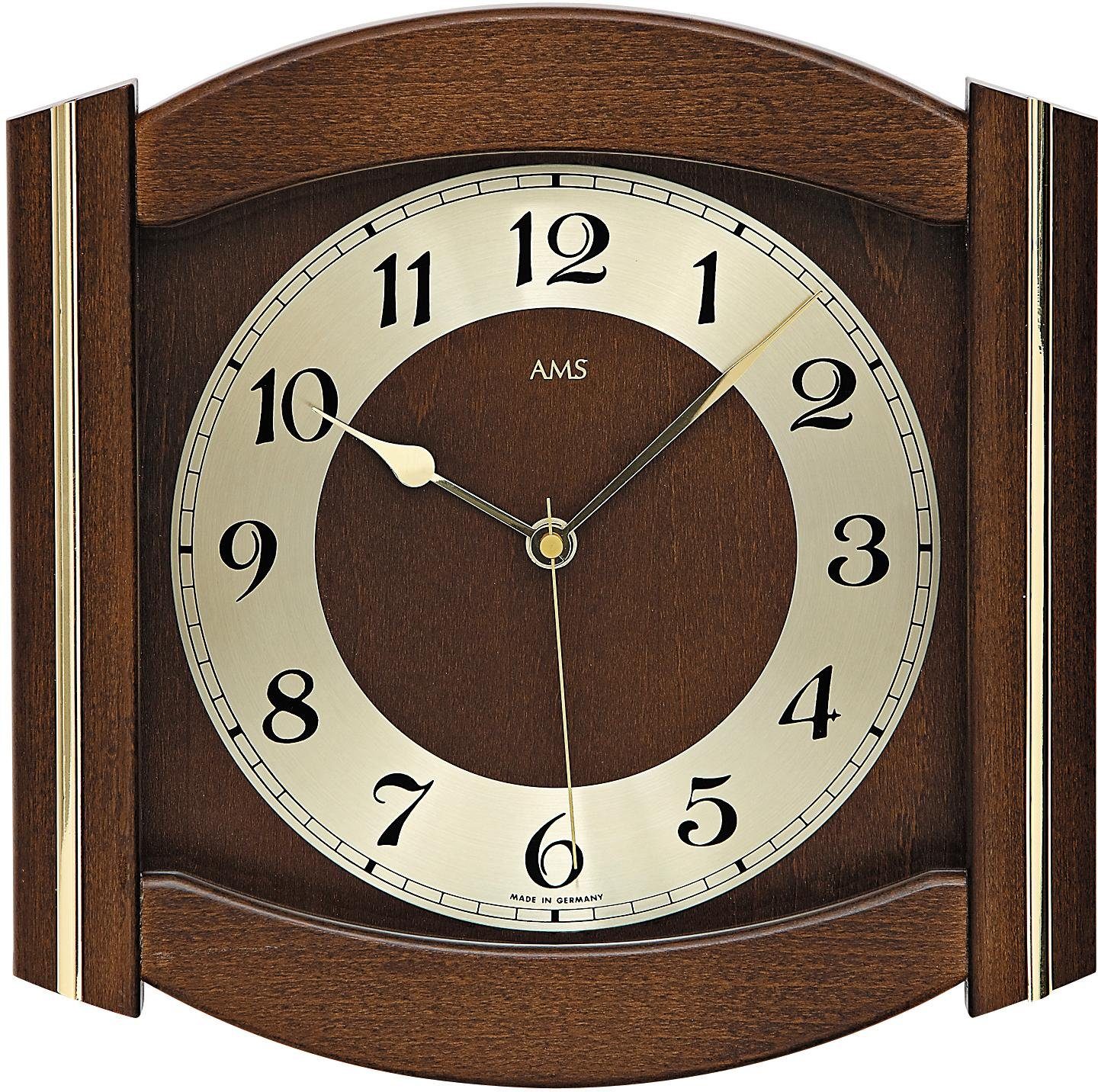 AMS Funkwanduhr F5822/1 (Quarz,Holz,Glas,Buche nussbaumfarben,Wohnzimmer,Kü günstig online kaufen