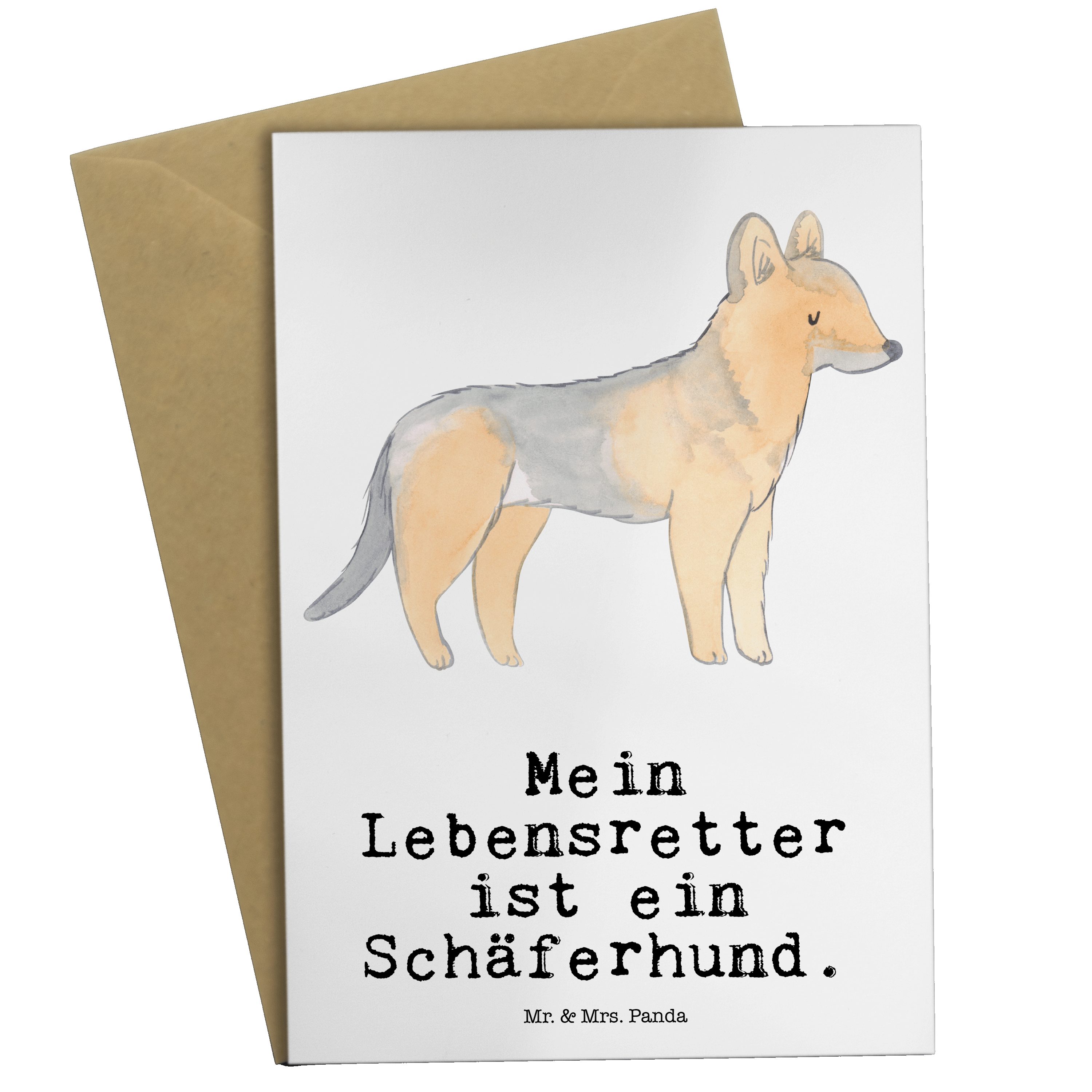 Mr. & Mrs. Panda Grußkarte Schäferhund Lebensretter - Weiß - Geschenk, Einladungskarte, Rassehun