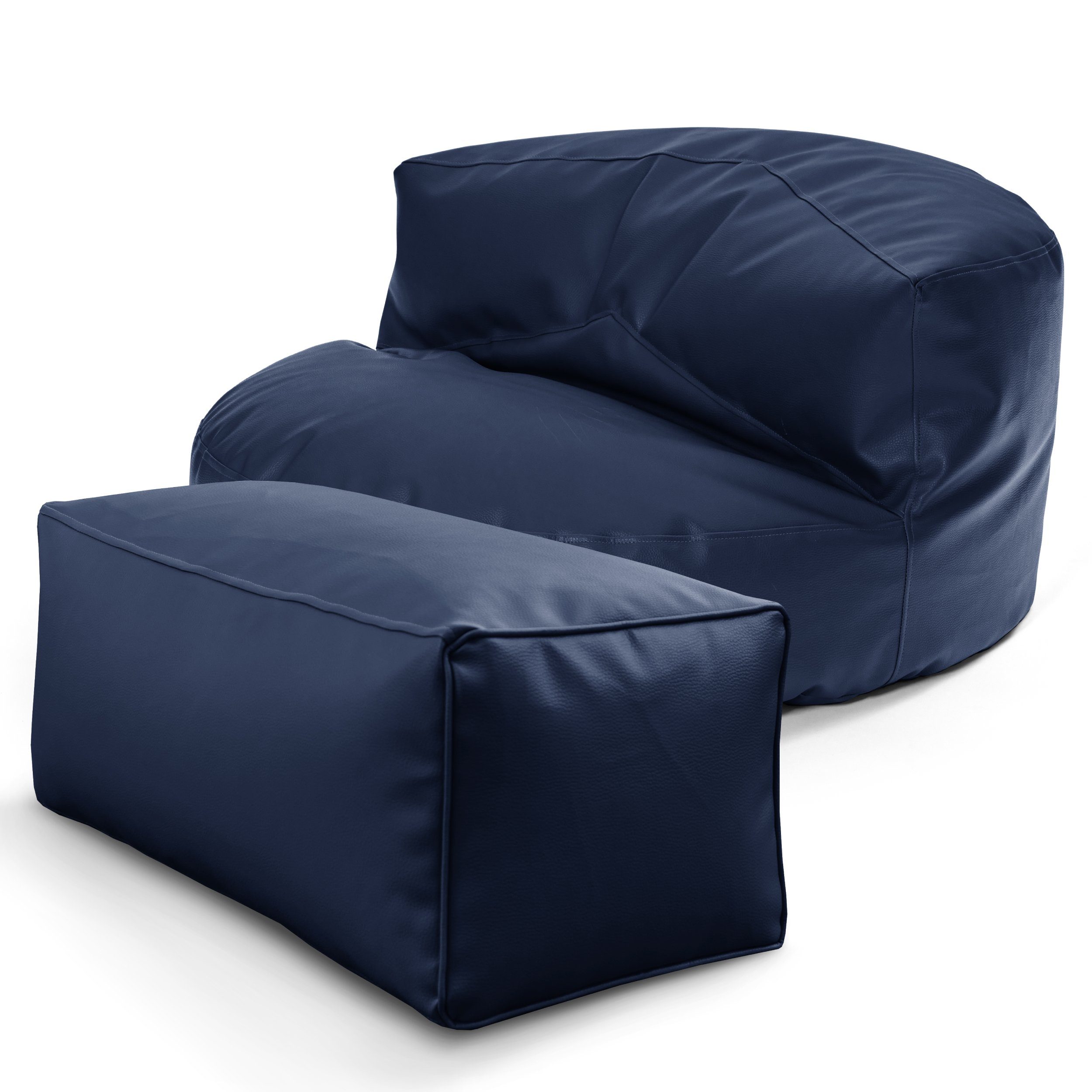 Sitzsack Sofa + Pouf Sitzsack als Set aus Kunstleder