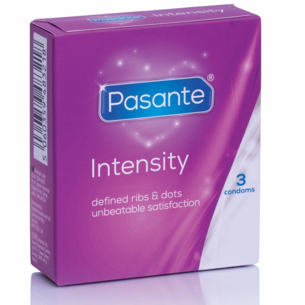 Pasante Kondome DURCH RIPPEN & PUNKTE INTENSITÄT 3ER PACK
