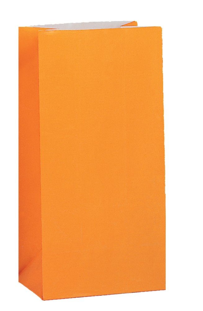 Partystrolche Tragetasche Papiertüte Geschenktüte 12 Stück für kleine Geschenke orange