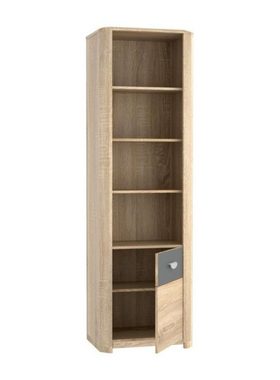 99rooms Bücherregal Yonas, Bücherregal, Highboard, Schrank, mit 1 Tür, mit 4 offene Fächer, aus Holzwerkstoff
