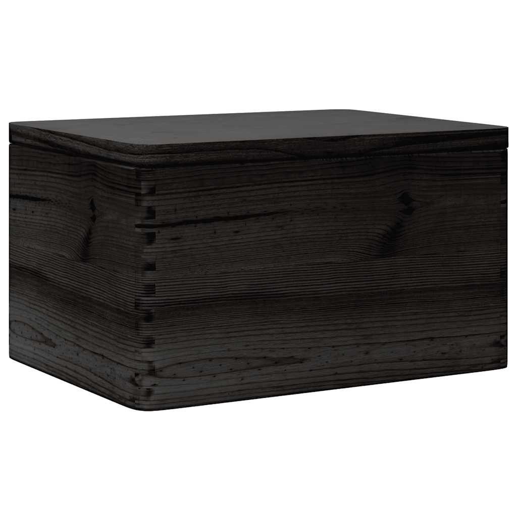 vidaXL Aufbewahrungsbox 40 x 30 x 23 cm Holzkiste mit Deckel Schwarz 40x30x23 cm Massivholz Ki