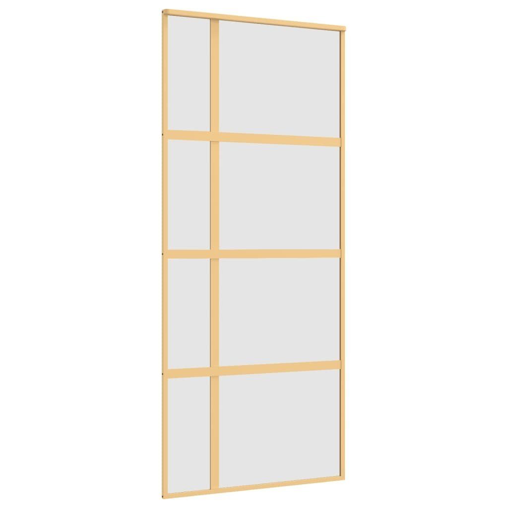 vidaXL Zimmertür 90 x 205 cm Schiebetür Golden 90x205 cm Matt ESG-Glas und Aluminium Zi