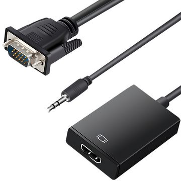 Retoo 1080P VGA auf HDMI Audio-Untersützung Adapter Auflösung VGA zu HDMI PC Audio- & Video-Adapter 3,5-mm-Klinke, VGA, HDMI zu 3,5-mm-Klinke, VGA, HDMI, Er überträgt auch Audio, Auflösung von 1080p, 60 Hz, Jack 3.5 mm