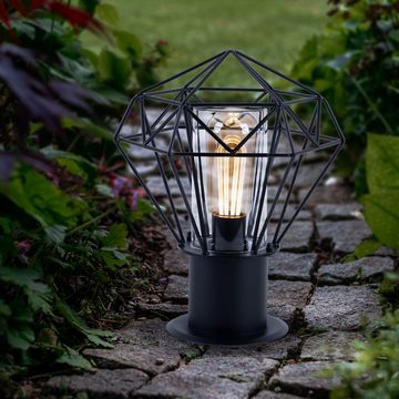 Globo Sockelleuchten, Leuchtmittel nicht inklusive, Außenstehlampe Sockellampe Gartenlampe Gitter Terrassenlampe H 31,5 cm
