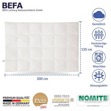 Daunenbettdecke, kuschelige Premium-Winterdecke extra warm, BEFA NATUR, Füllung: 90% Daunen, 10% Federn, Made in Germany - hochwertige Verarbeitung - Всіrgiker geeignet