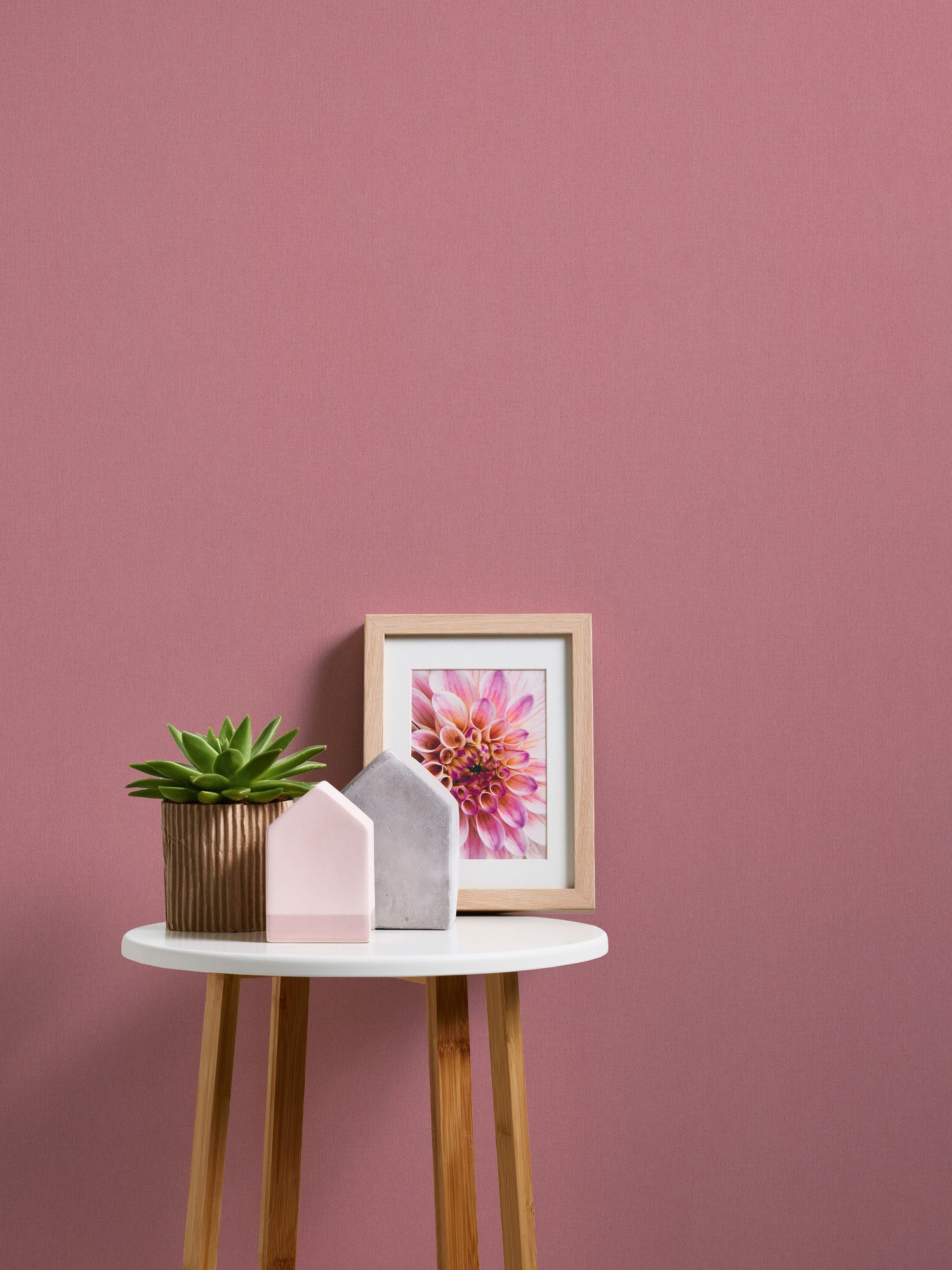 Vliestapete Paper Floral einfarbig, unifarben, Architects Tapete glatt, rosa Impression, Uni