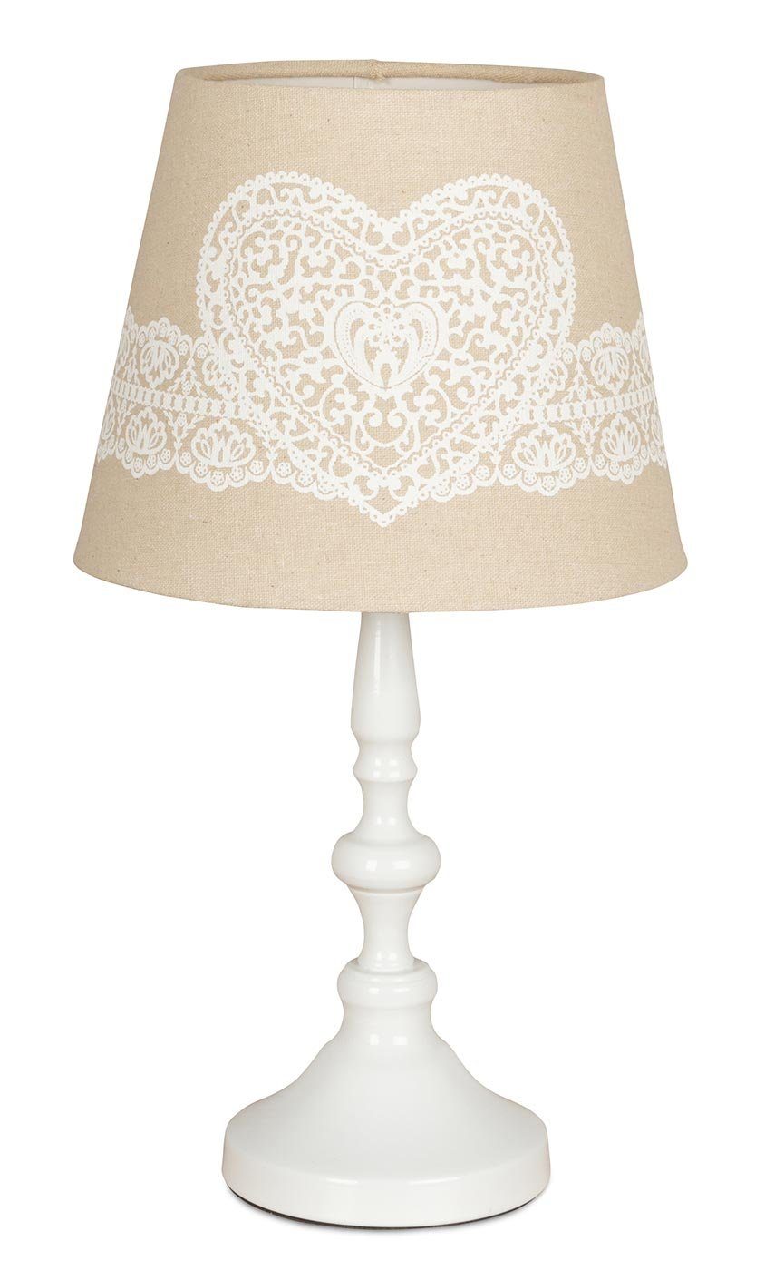 Levandeo® Nachttischlampe, Tischlampe Weiß 38cm hoch Shabby Metall Creme Be günstig online kaufen
