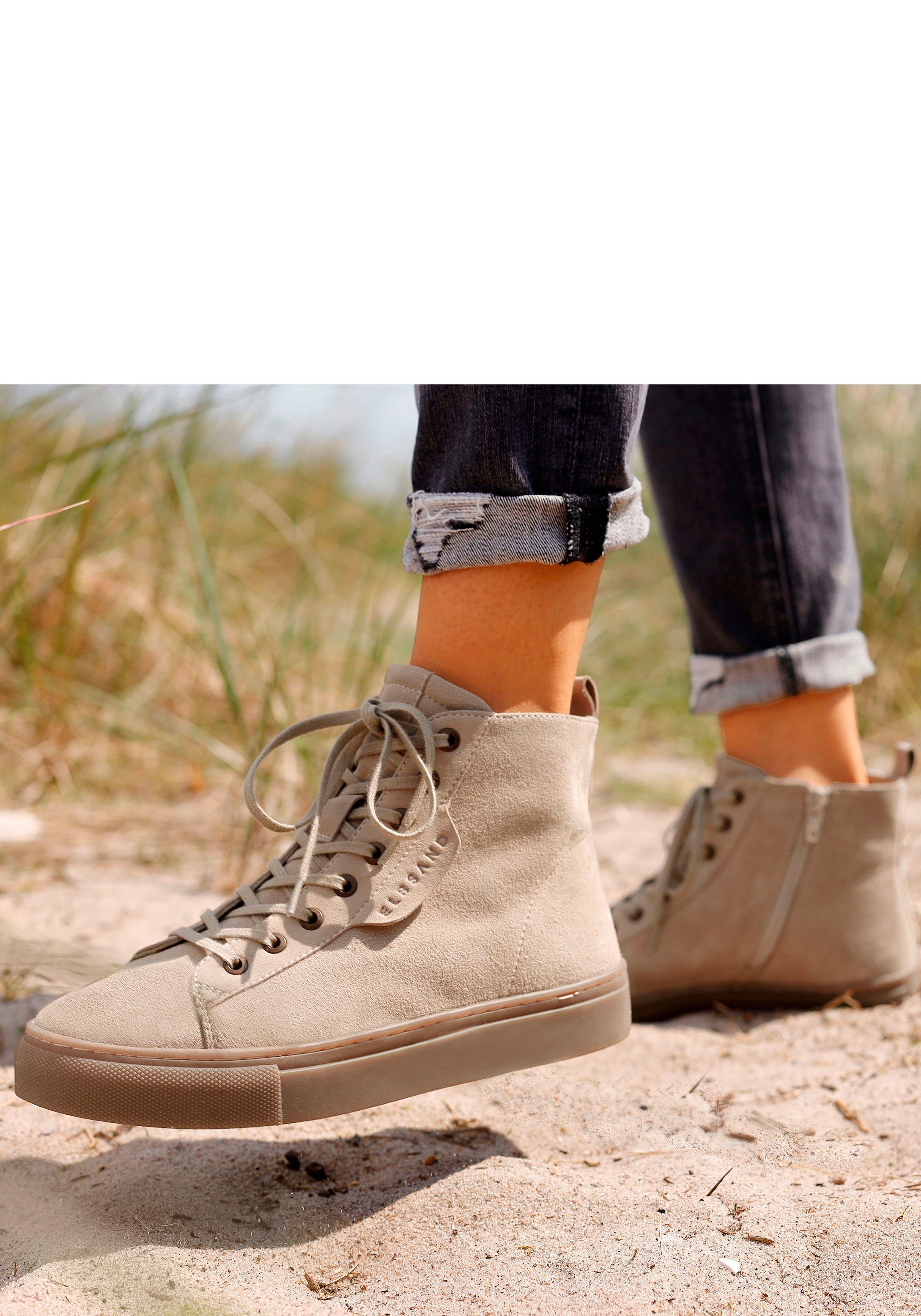 Elbsand Stiefelette Stiefel, Schnür weiches Casual-Look Leder, High-Top, Boots, Sneaker helltaupe