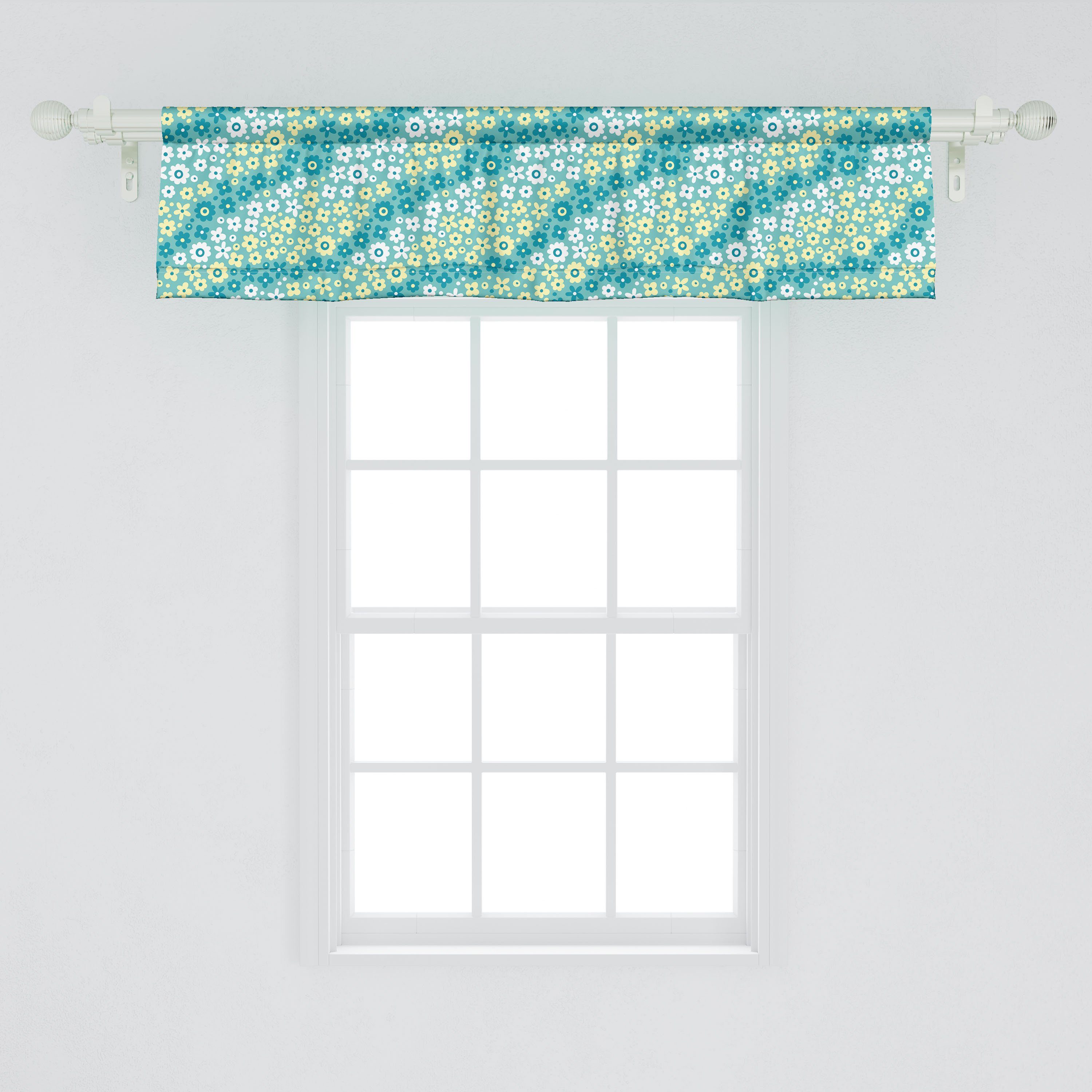 Scheibengardine Vorhang Volant für Blumen Schlafzimmer Dekor Kontinuierliche Abakuhaus, Stangentasche, Blumen-Kunst Microfaser, mit Küche
