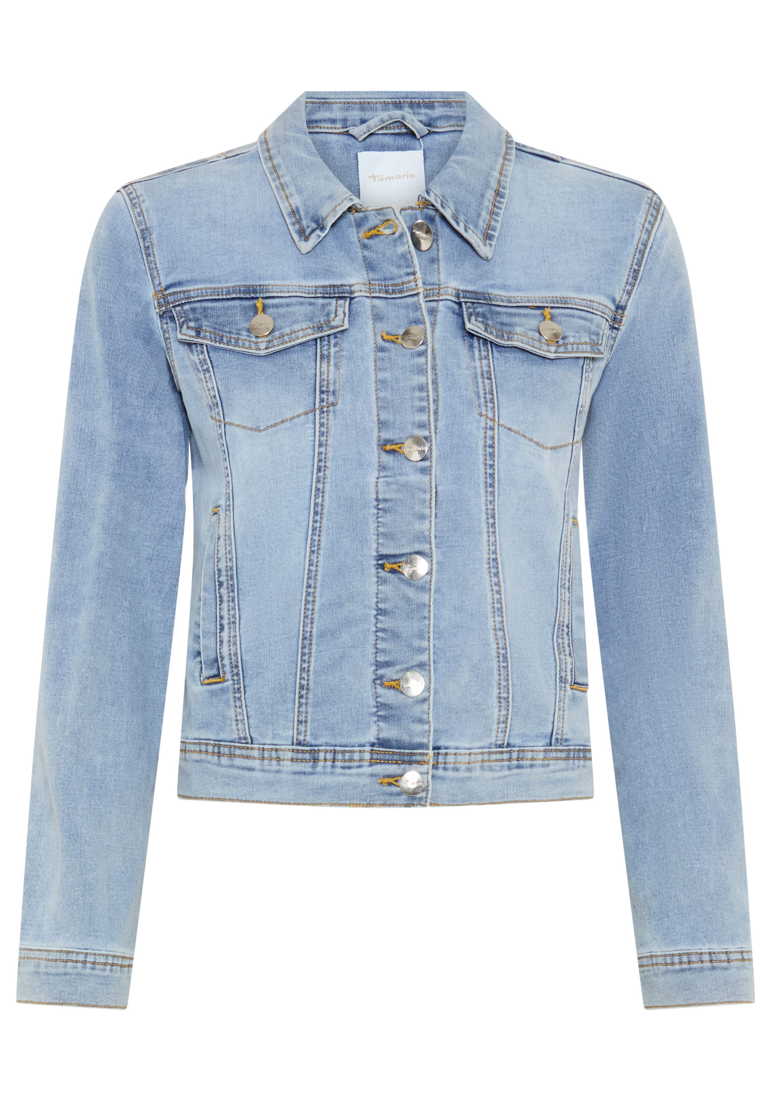 Tamaris Jeansjacke aus elastischem Denim-Material, mit Brusttaschen und Eingrifftaschen. € 69,99, (€ 69,99 pro 1 Stk).