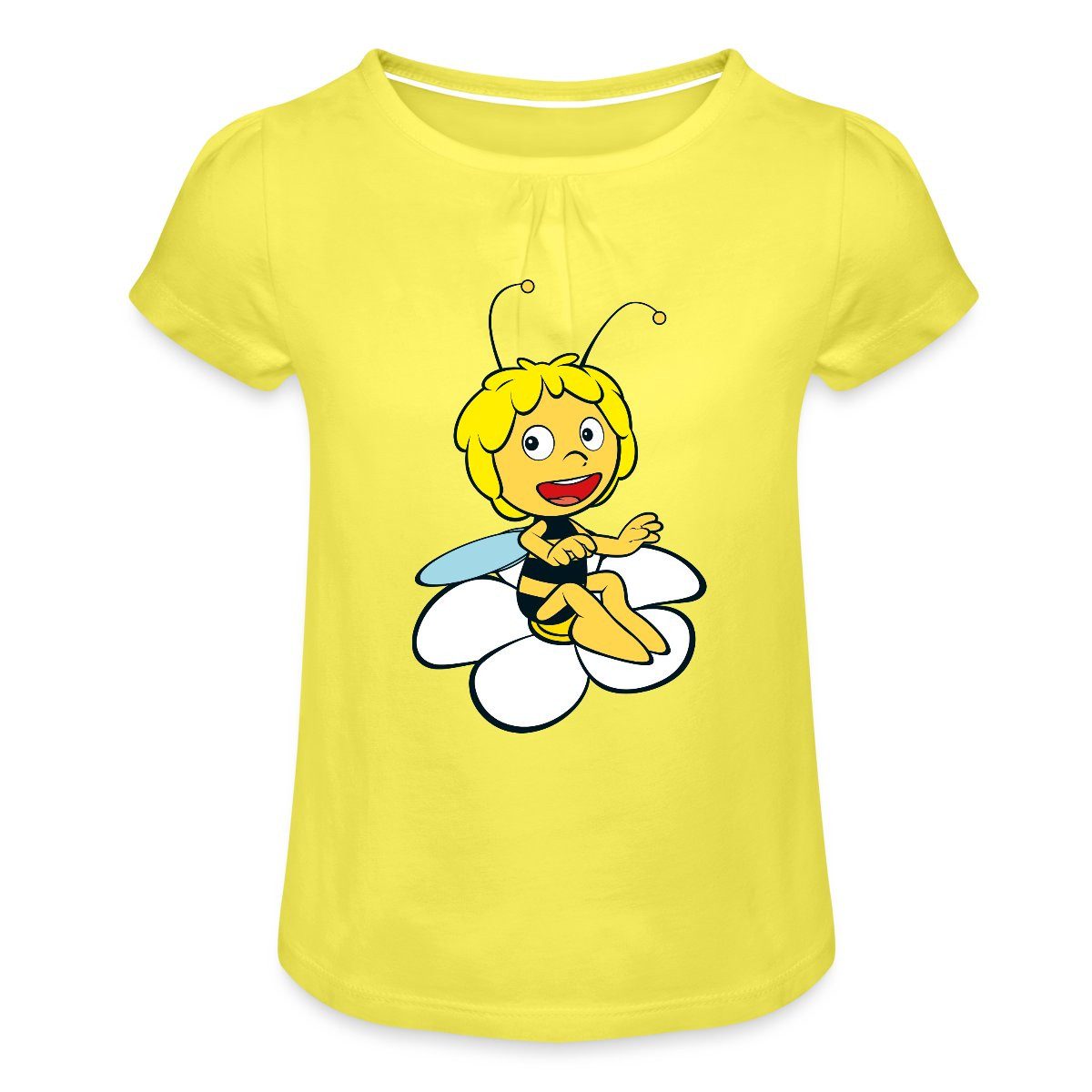 Spreadshirt T-Shirt Biene Maja Sitzt auf Blume Mädchen T-Shirt Twist (1-tlg)