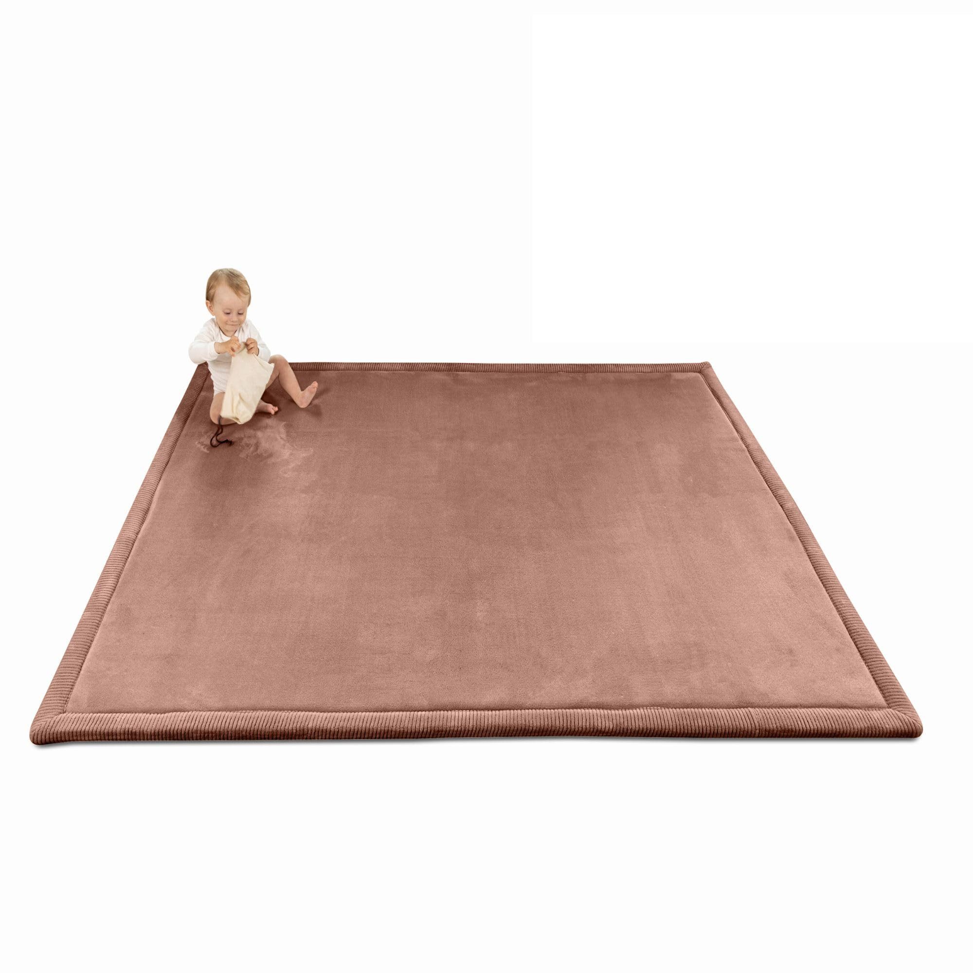 Hakuna Matte Spielmatte Baby 200x150x2,5cm, braun Teppich für Kinderzimmer mit Memory-Schaum