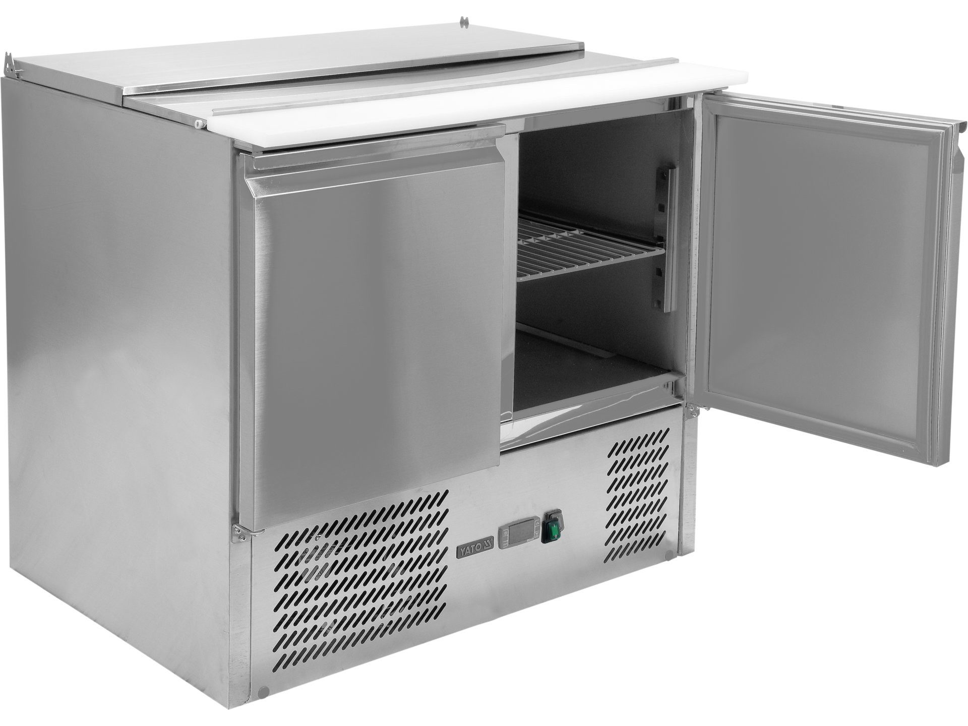 Yato Arbeitstisch Kühltheke, Kühltisch mit Abdeckung, 2 Türen, 170W, 240L, 900x700x876mm (PE, PE)
