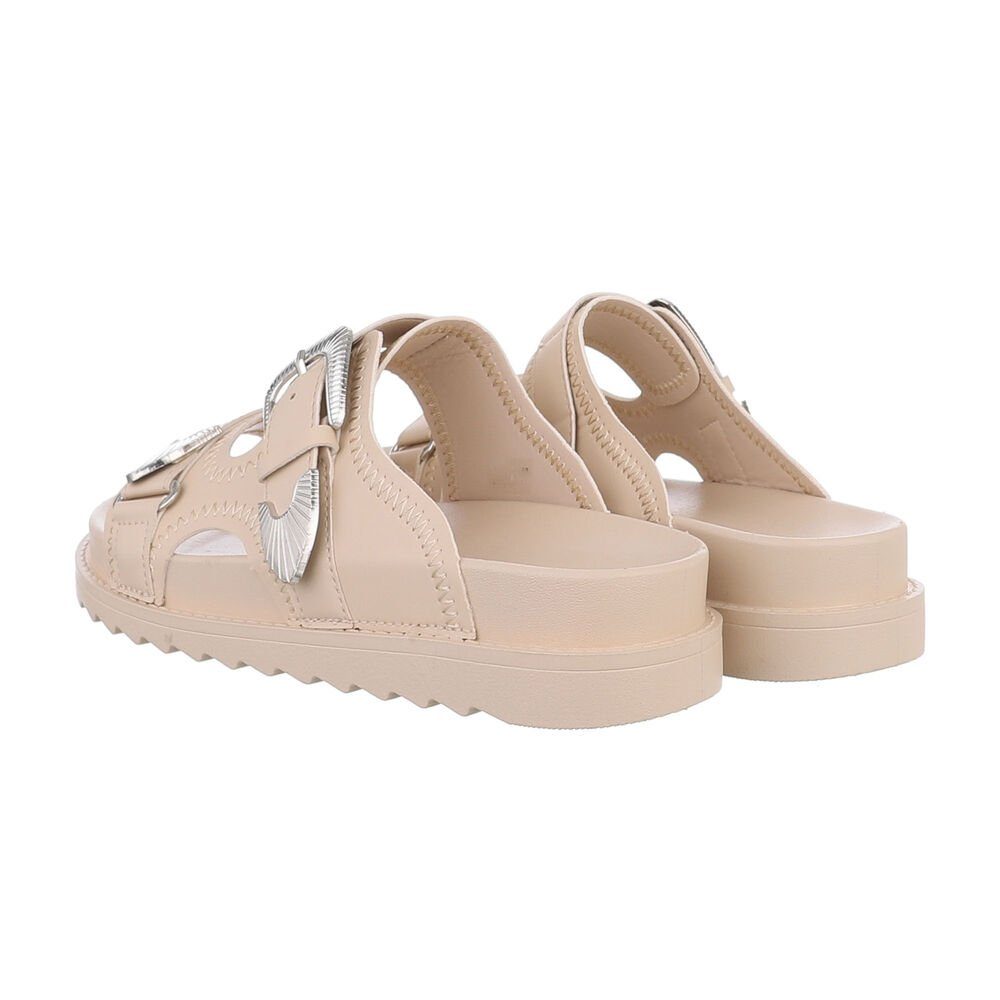 Ital-Design Damen Mules Freizeit Plateausandaletten (85698192) Flach Pantoletten in Beige