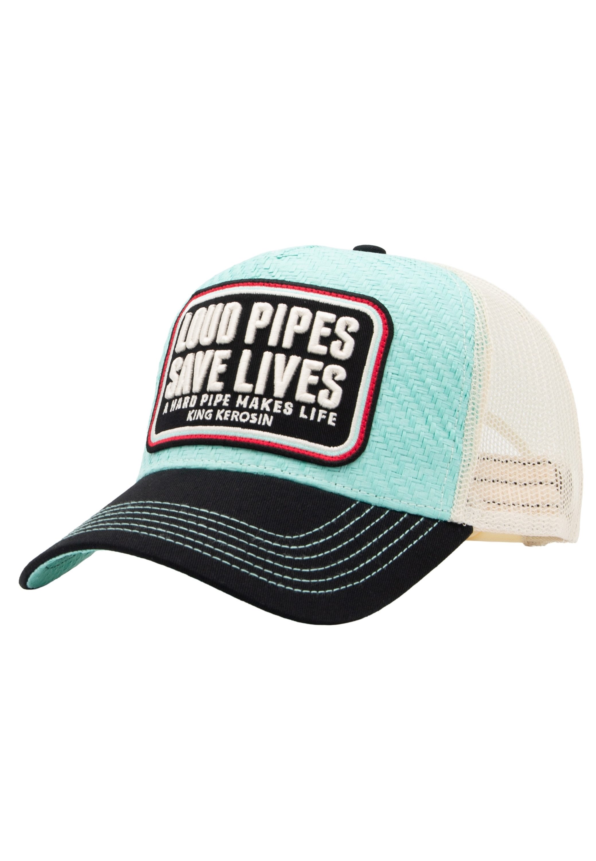 KingKerosin Trucker Cap Loud Pipes Save Lives (1-St) in Bast-Optik