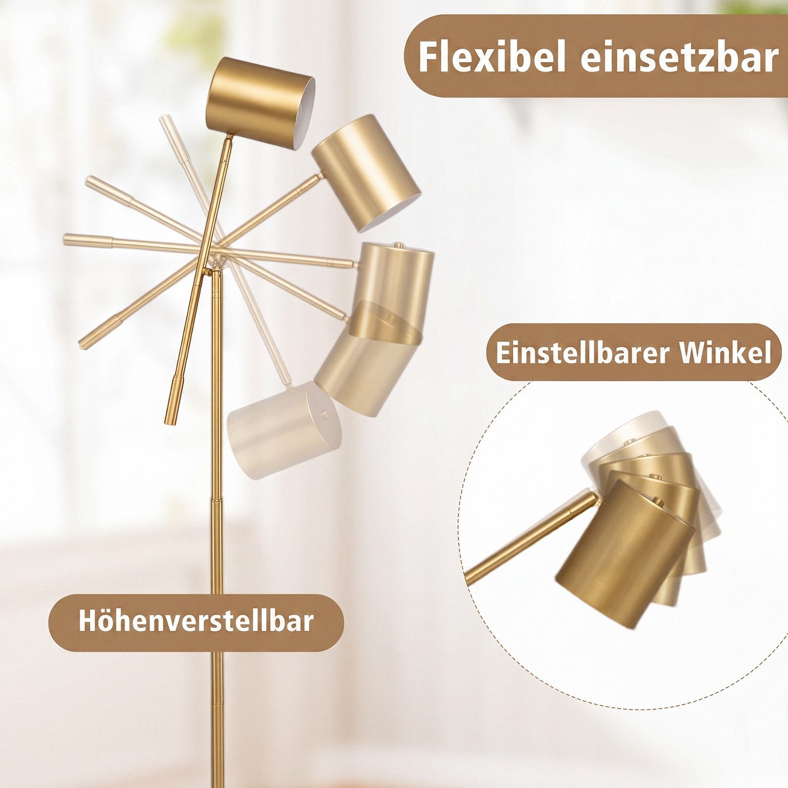 COSTWAY Stehlampe, Standleuchte wohnzimmer, Standlampe mit licht