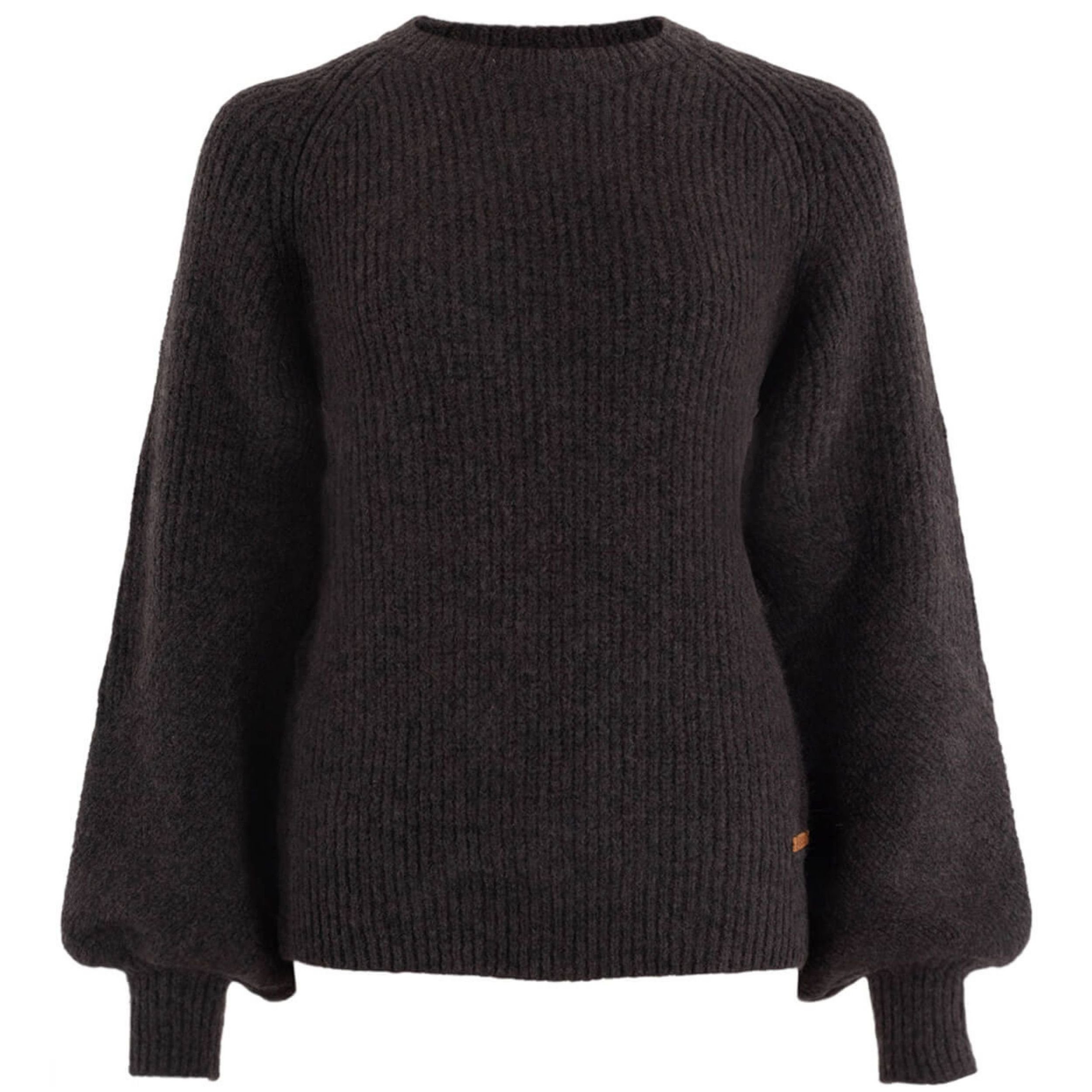 Moscow Design Strickpullover Piper Pullover mit Ballonärmeln und  Alpakawolle in Beige oder Braun (1-tlg)