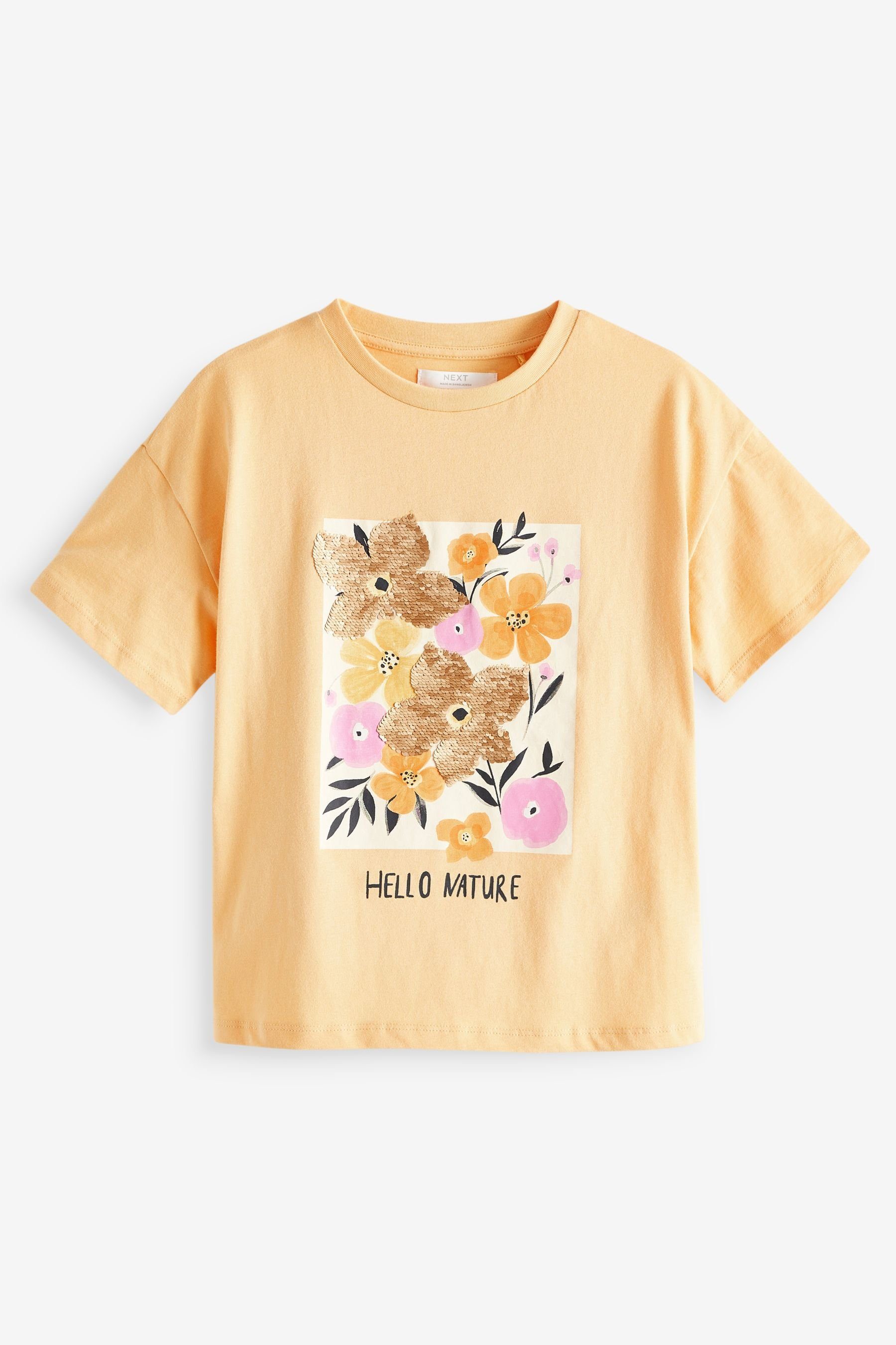next-t-shirt-t-shirt-mit-blumendruck-und-pailletten-1-tlg-aktuelle