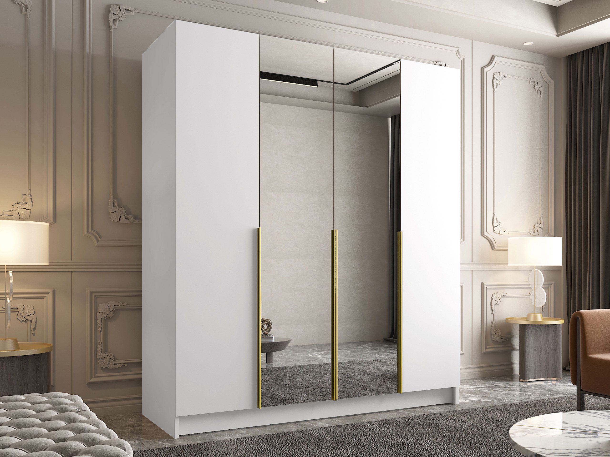 MIRJAN24 Kleiderschrank Santi II (mit vier Drehtüren) Kleiderstange, Metall günstig online kaufen