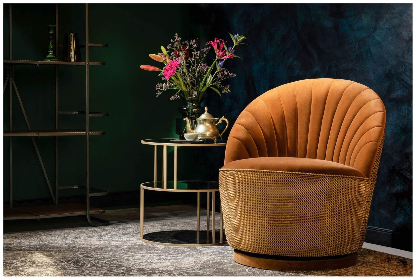 Dutchbone Loungesessel Drehbarer Lounge Sessel MADISON Samtstoff WHISKEY von DutchBone