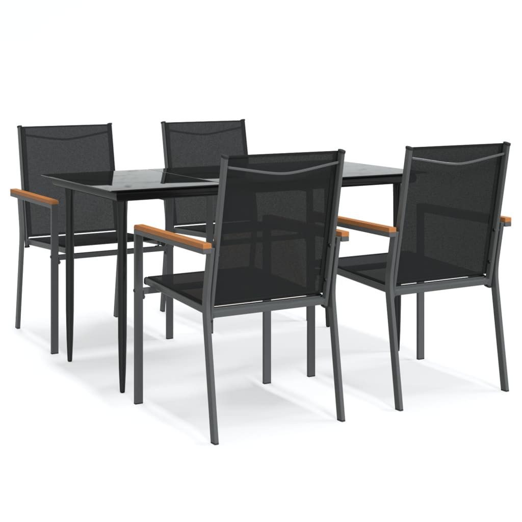vidaXL Garten-Essgruppe 5-tlg. Garten-Essgruppe Schwarz Textilene günstig online kaufen